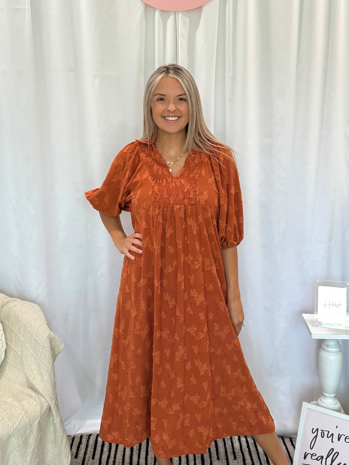 Burnt Orange Twist Dress