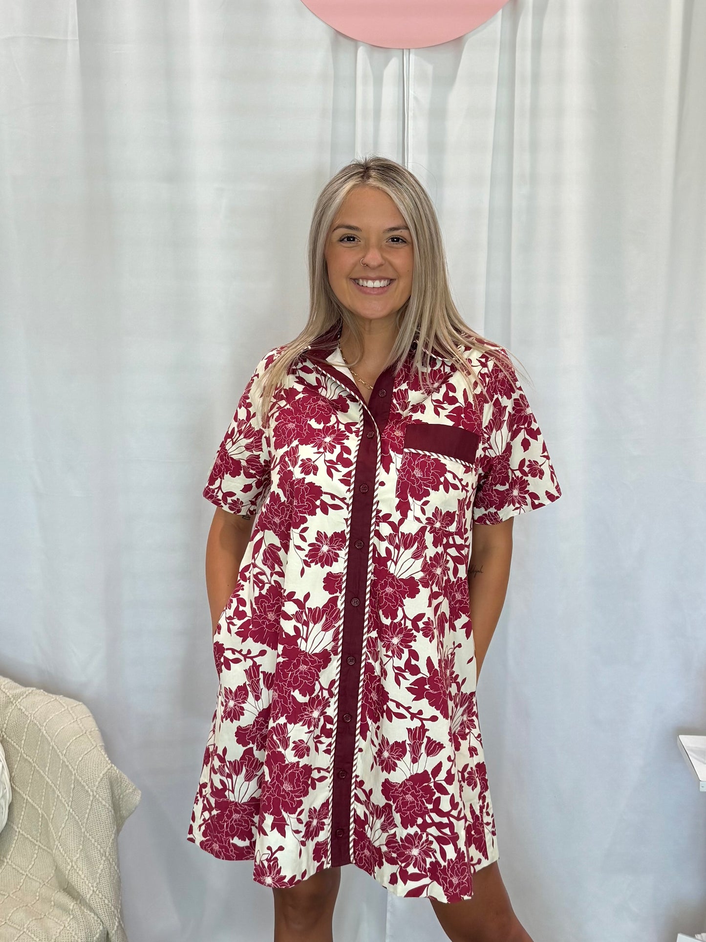 Vivid Burgundy Dress (Pockets!)