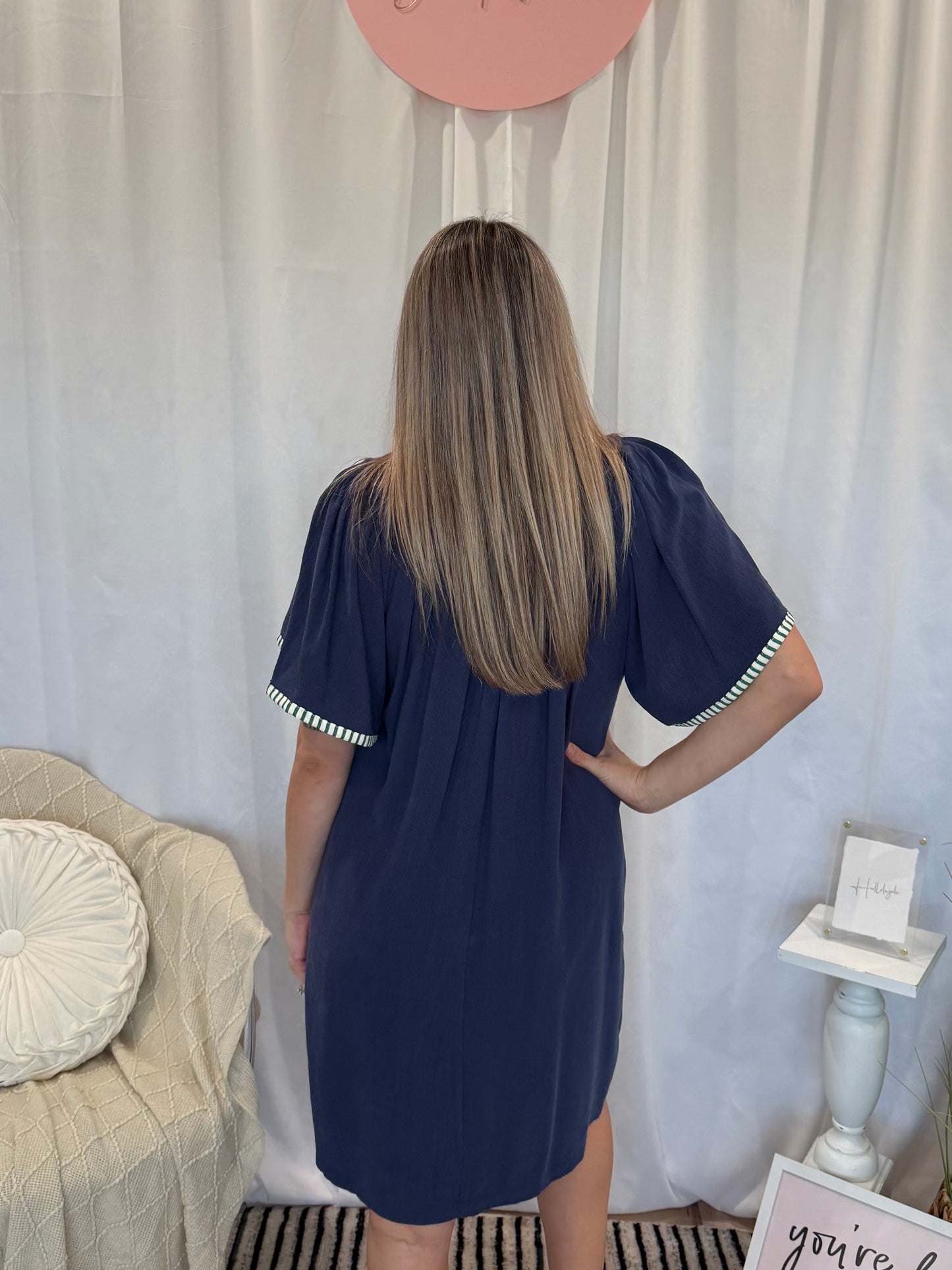Pop of Blue Dress (Pockets!)