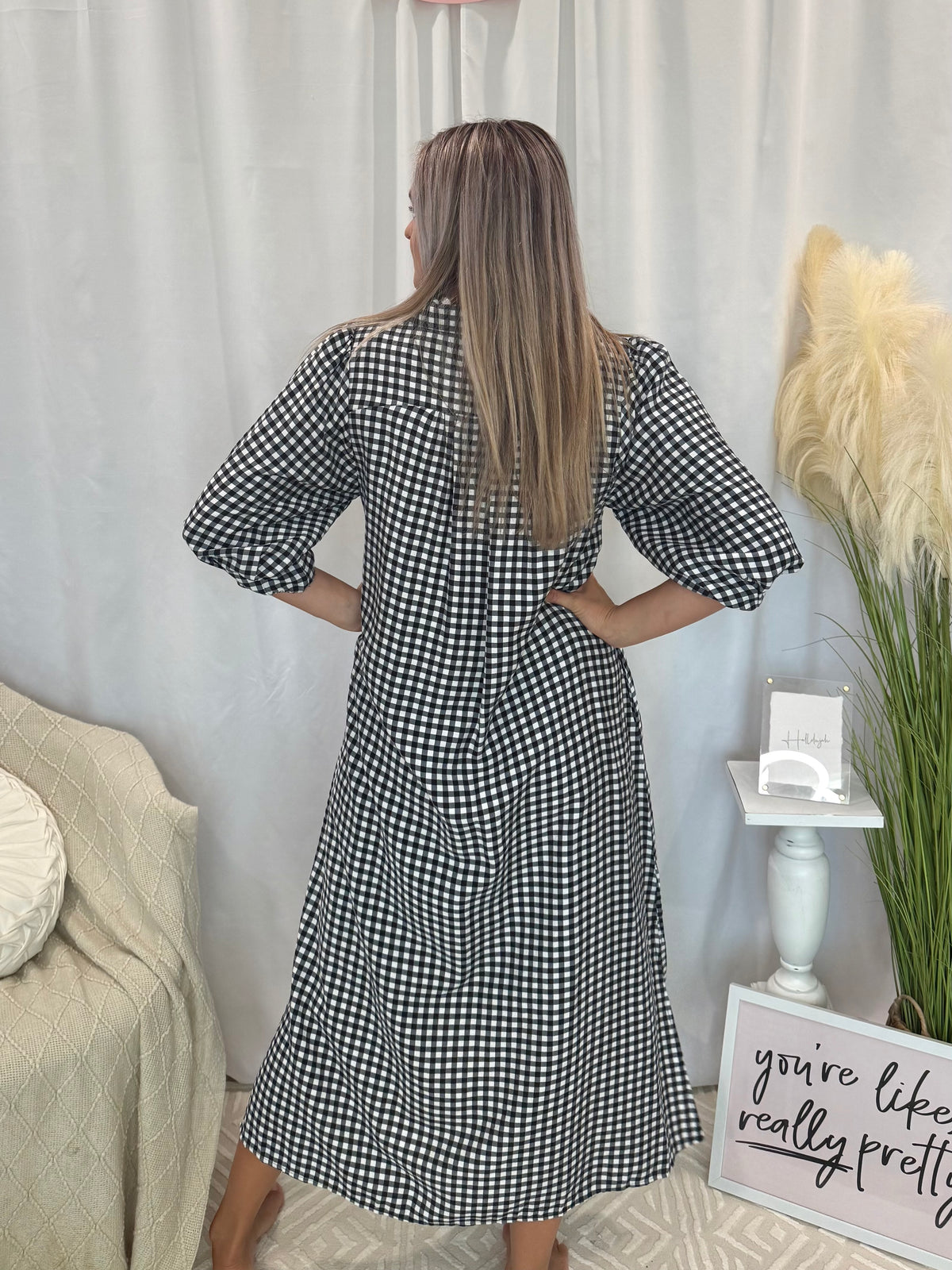 Onyx Gingham Dress (Pockets!)