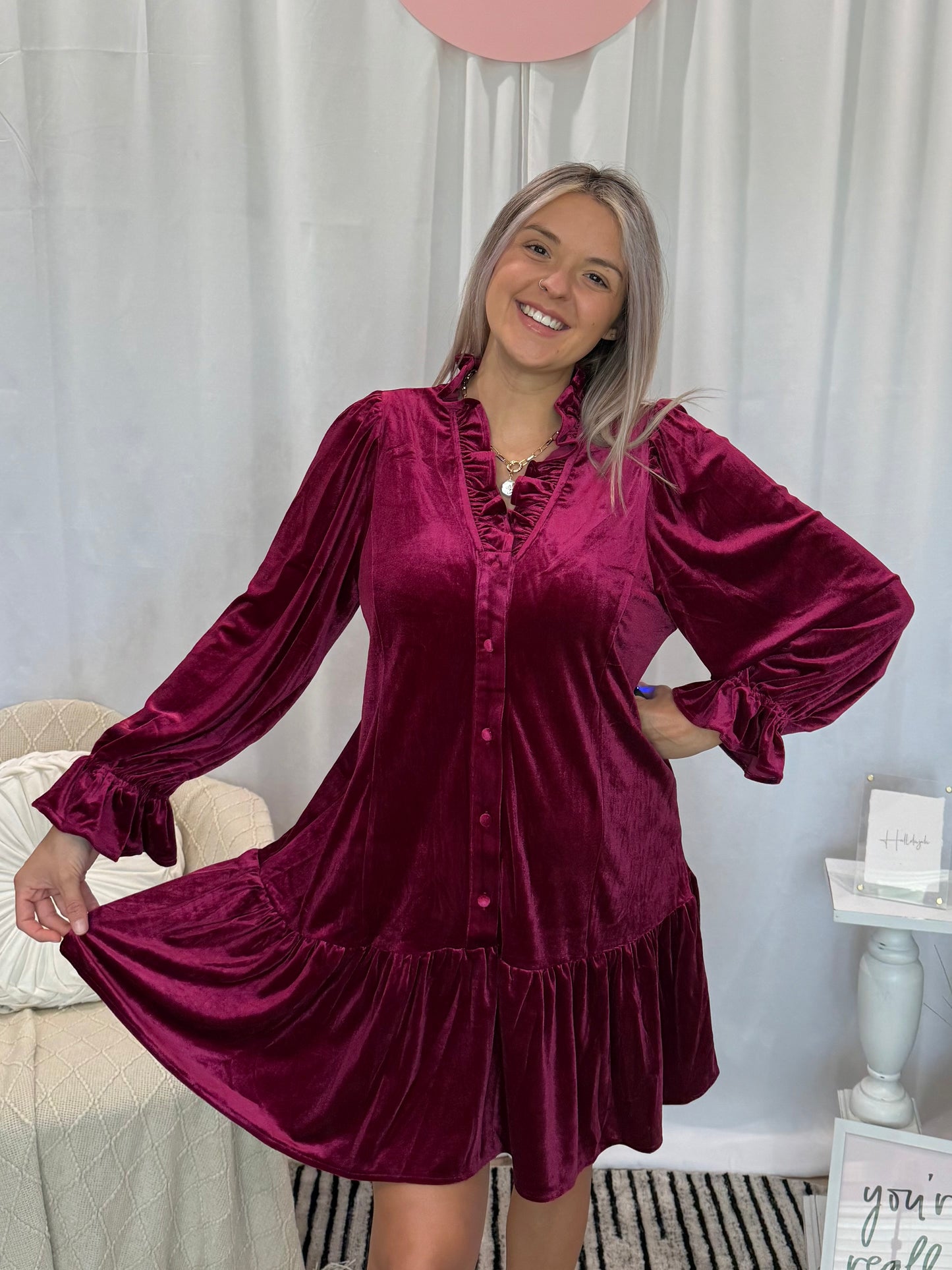 Wine Velvet Dress