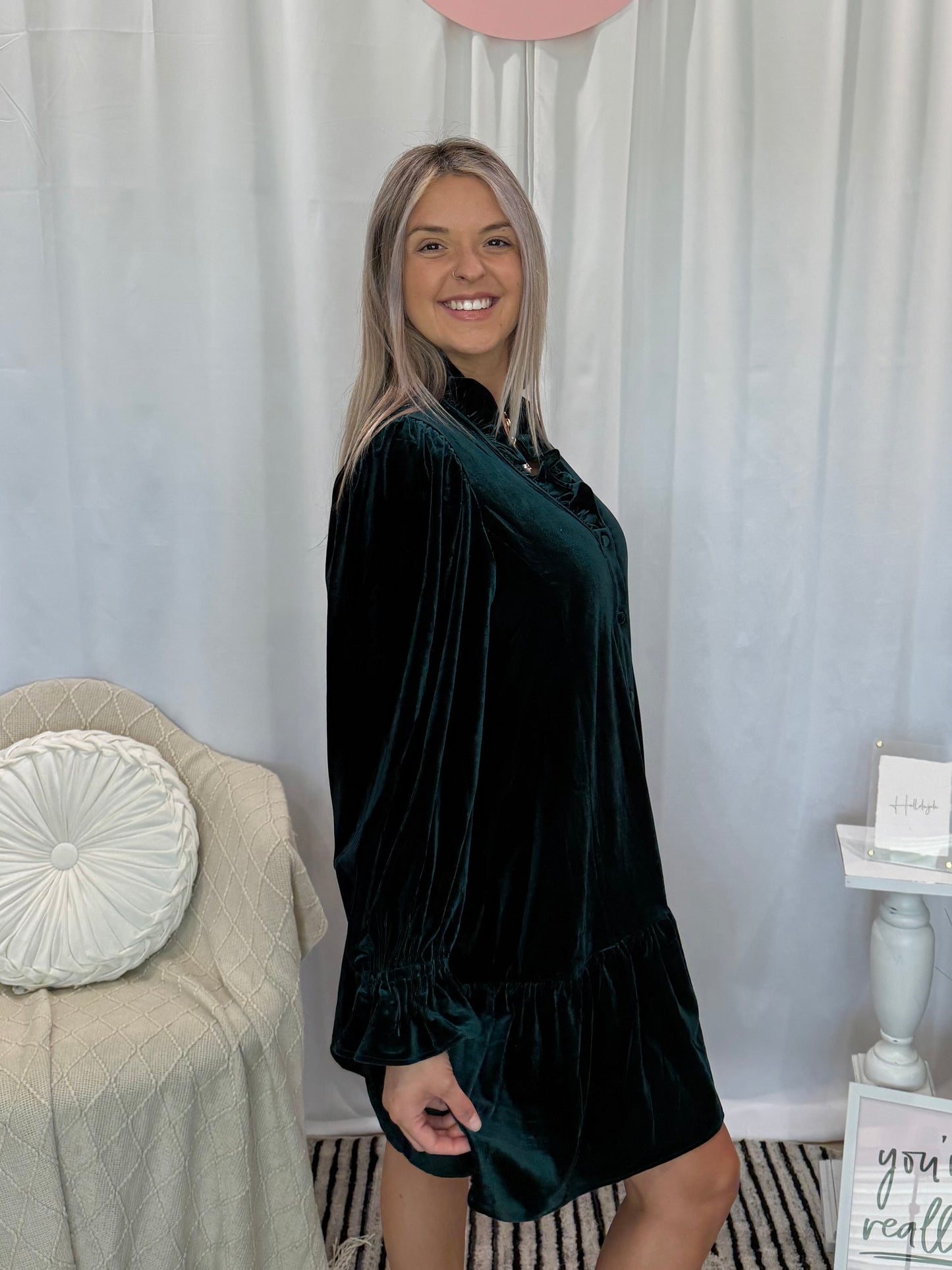 Jade Velvet Dress