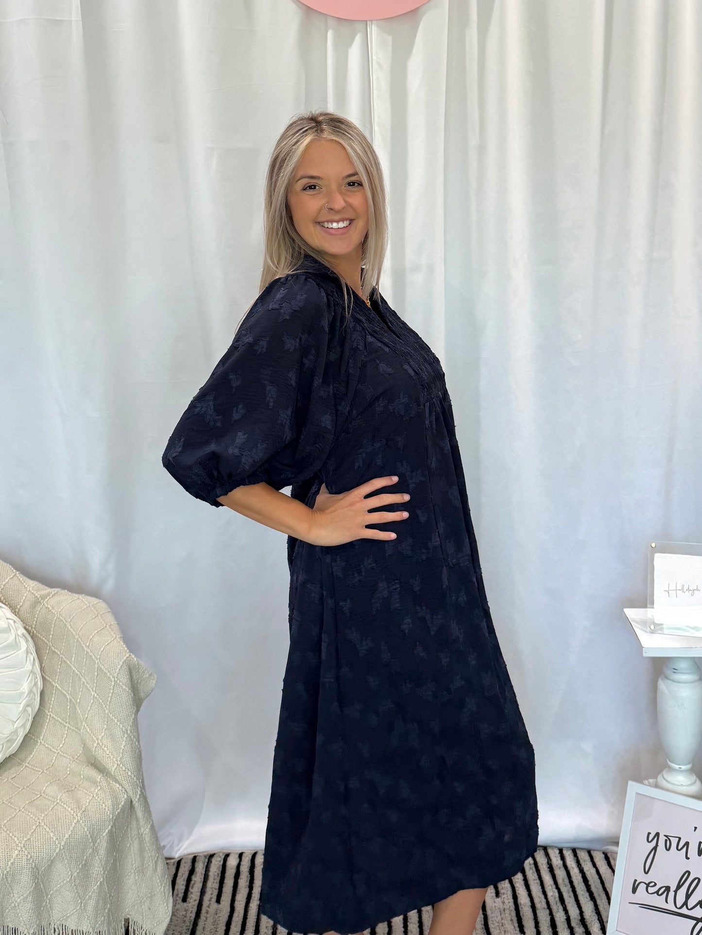 Navy Twist Dress
