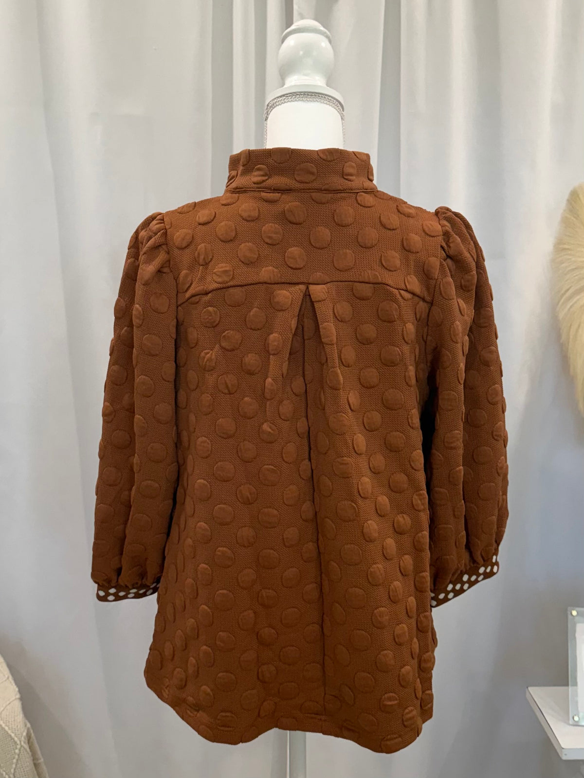 Camel Polka Dot Top