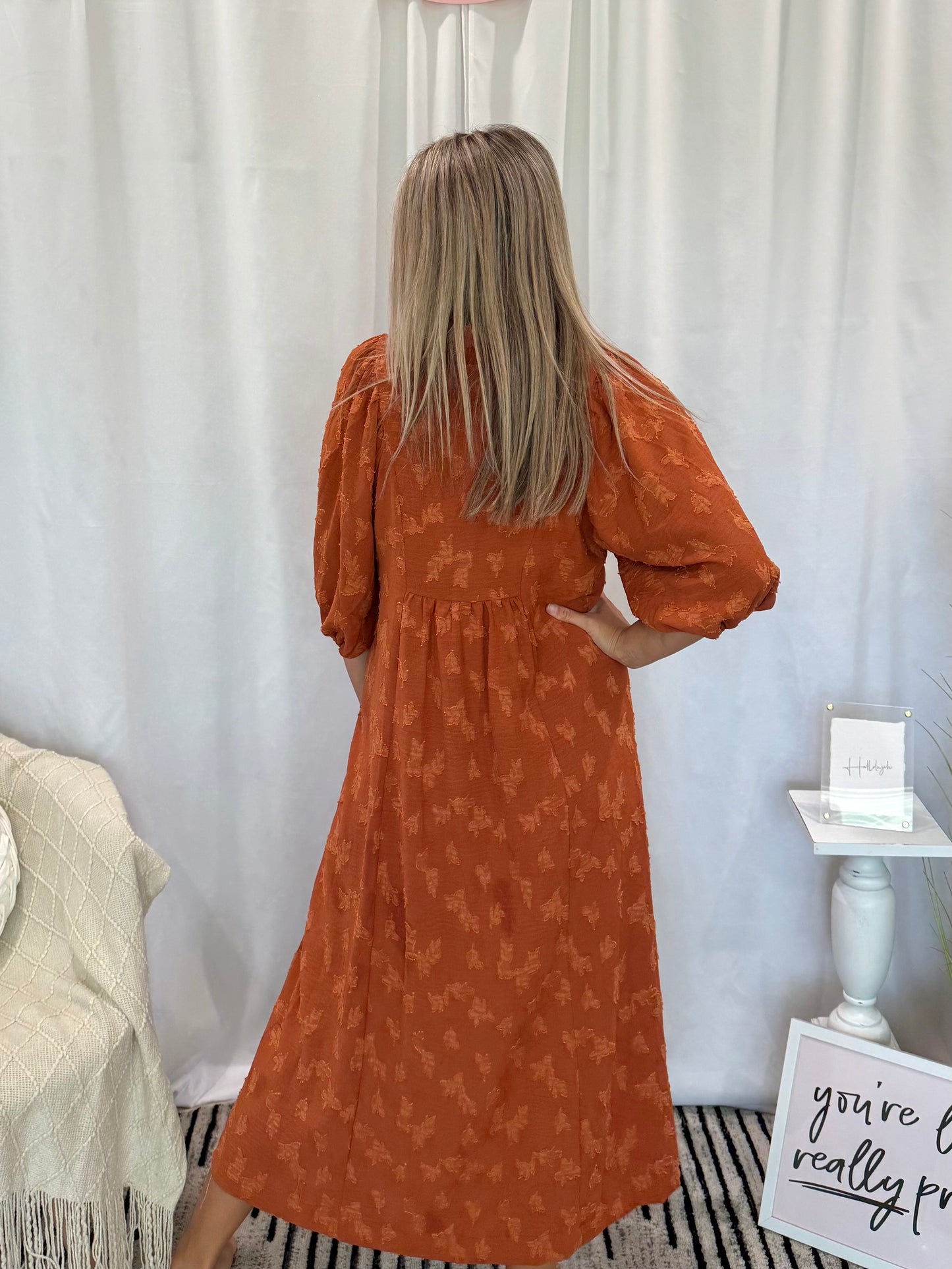 Burnt Orange Twist Dress