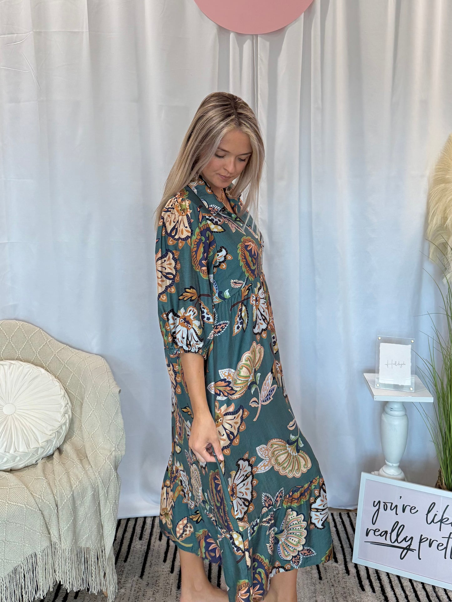 Leafy Green Midi Dress