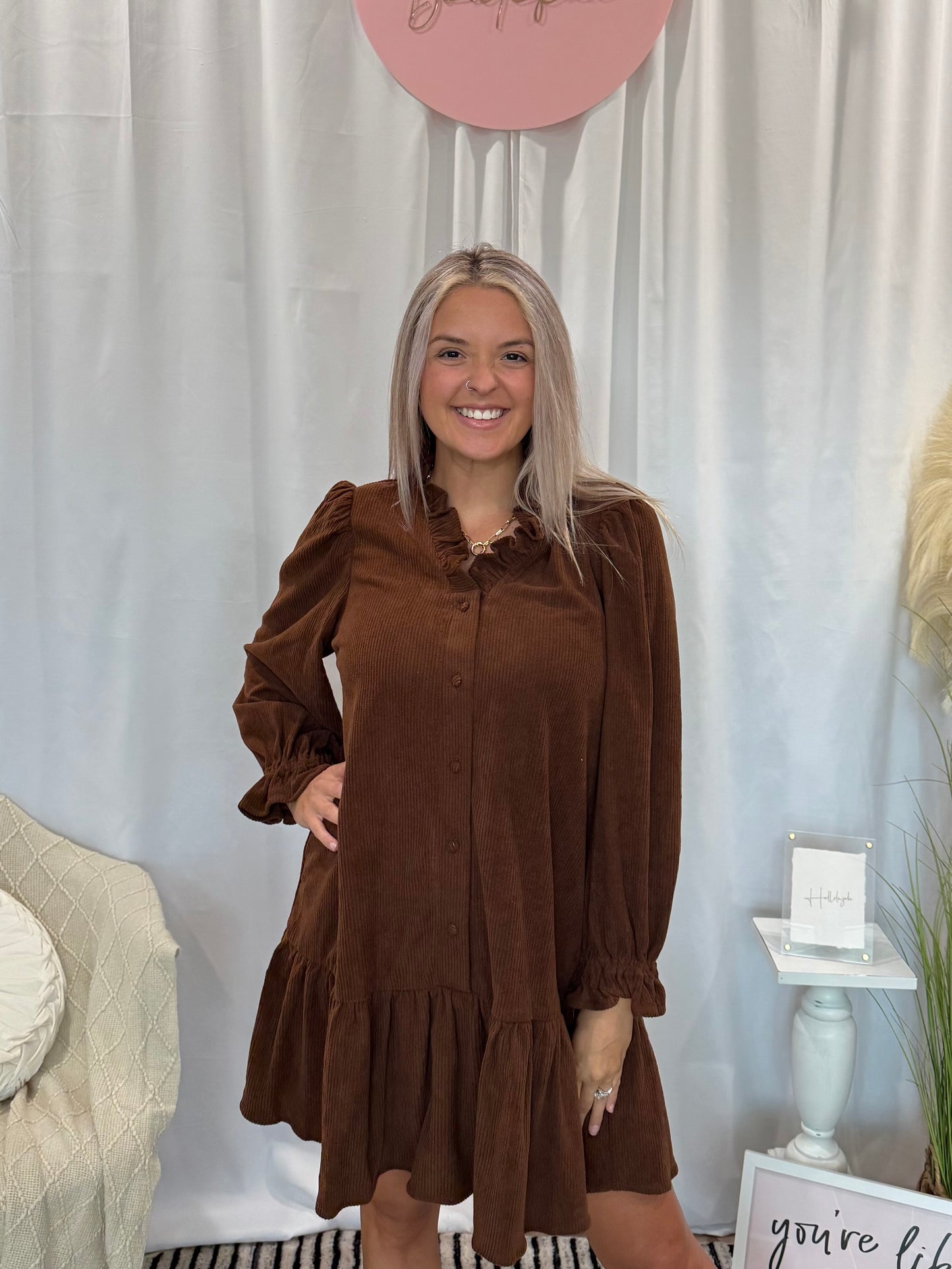 Espresso Corduroy Comfort Dress