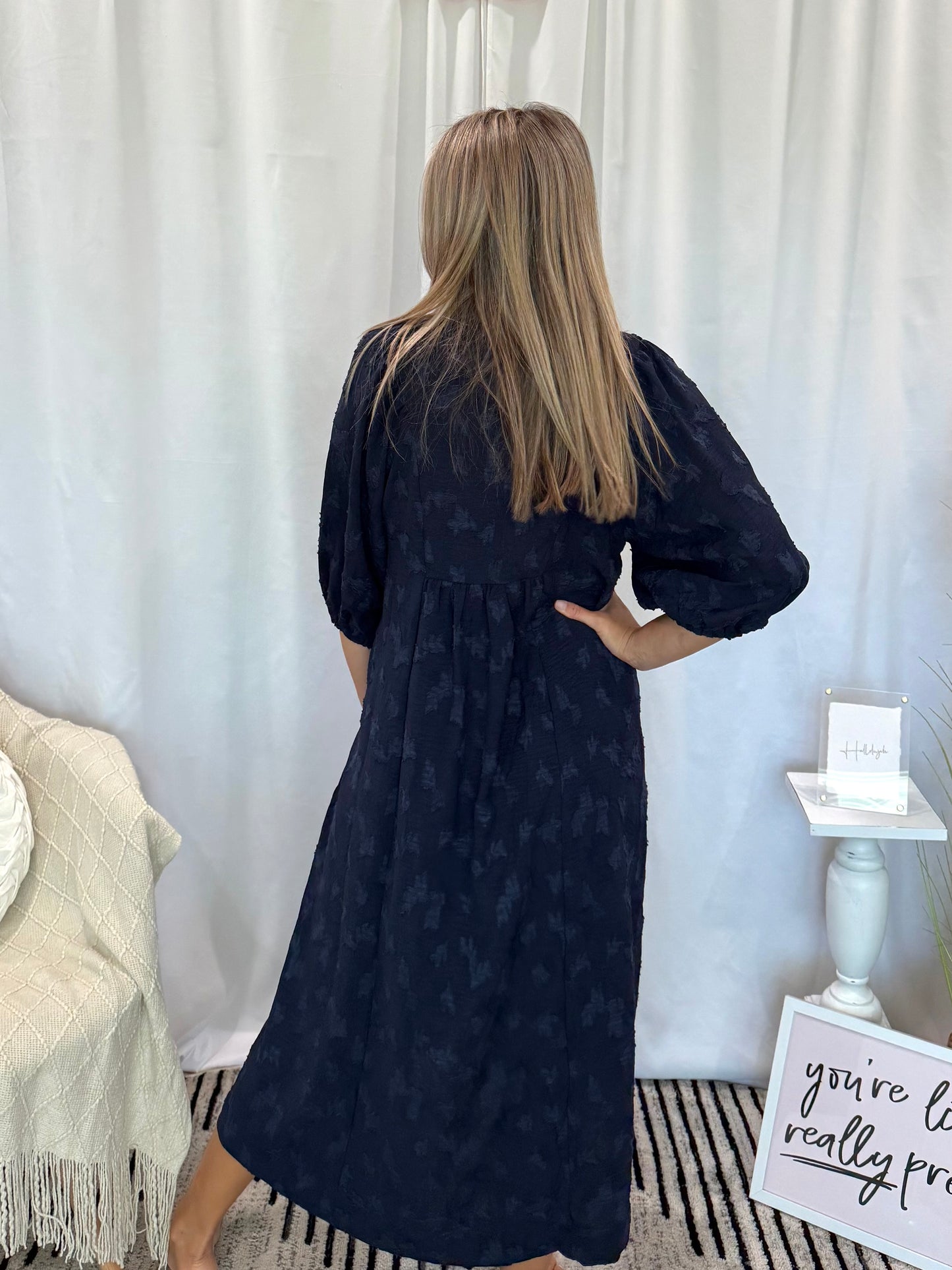 Navy Twist Dress