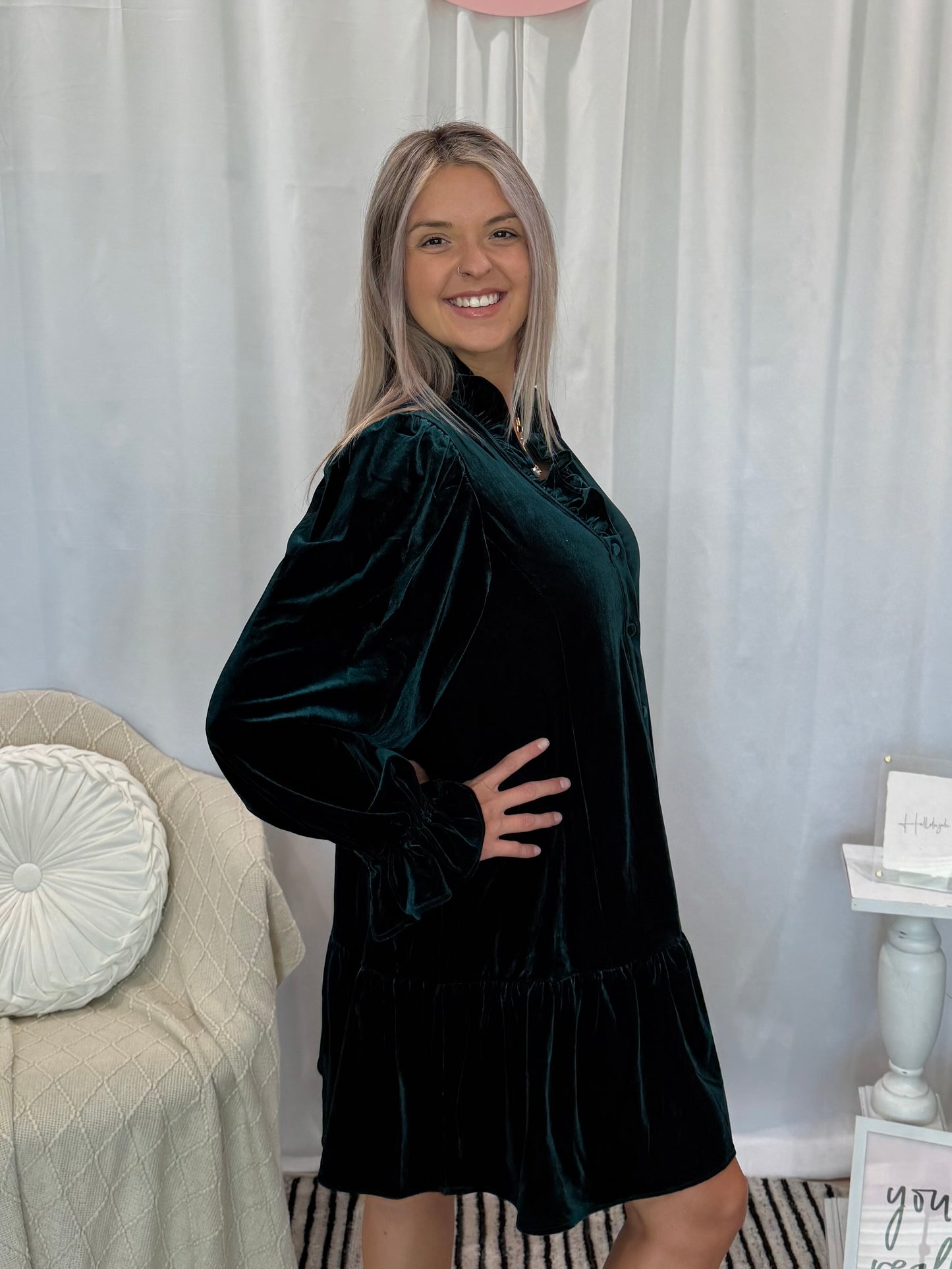 Jade Velvet Dress