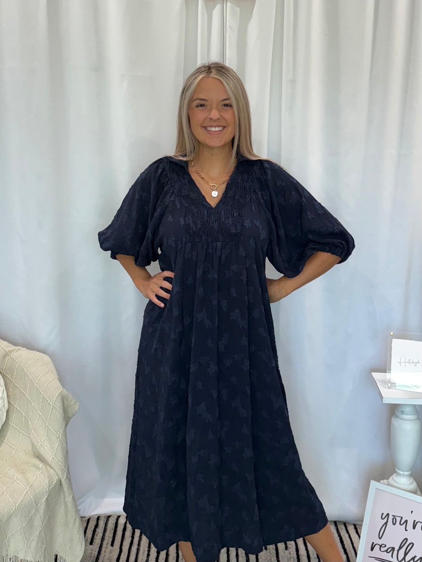 Navy Twist Dress
