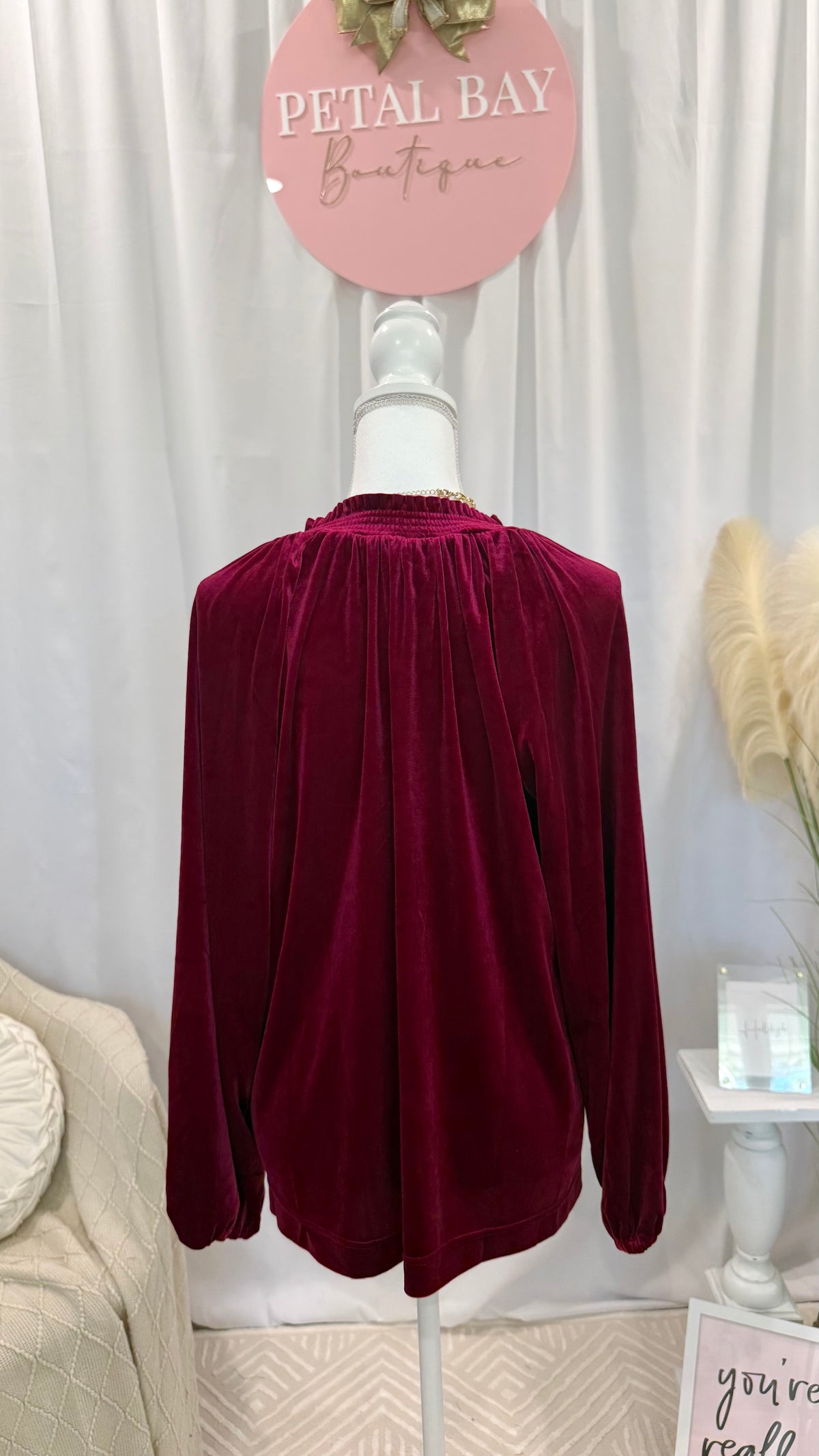 Fun & Flattering Wine Velvet Top