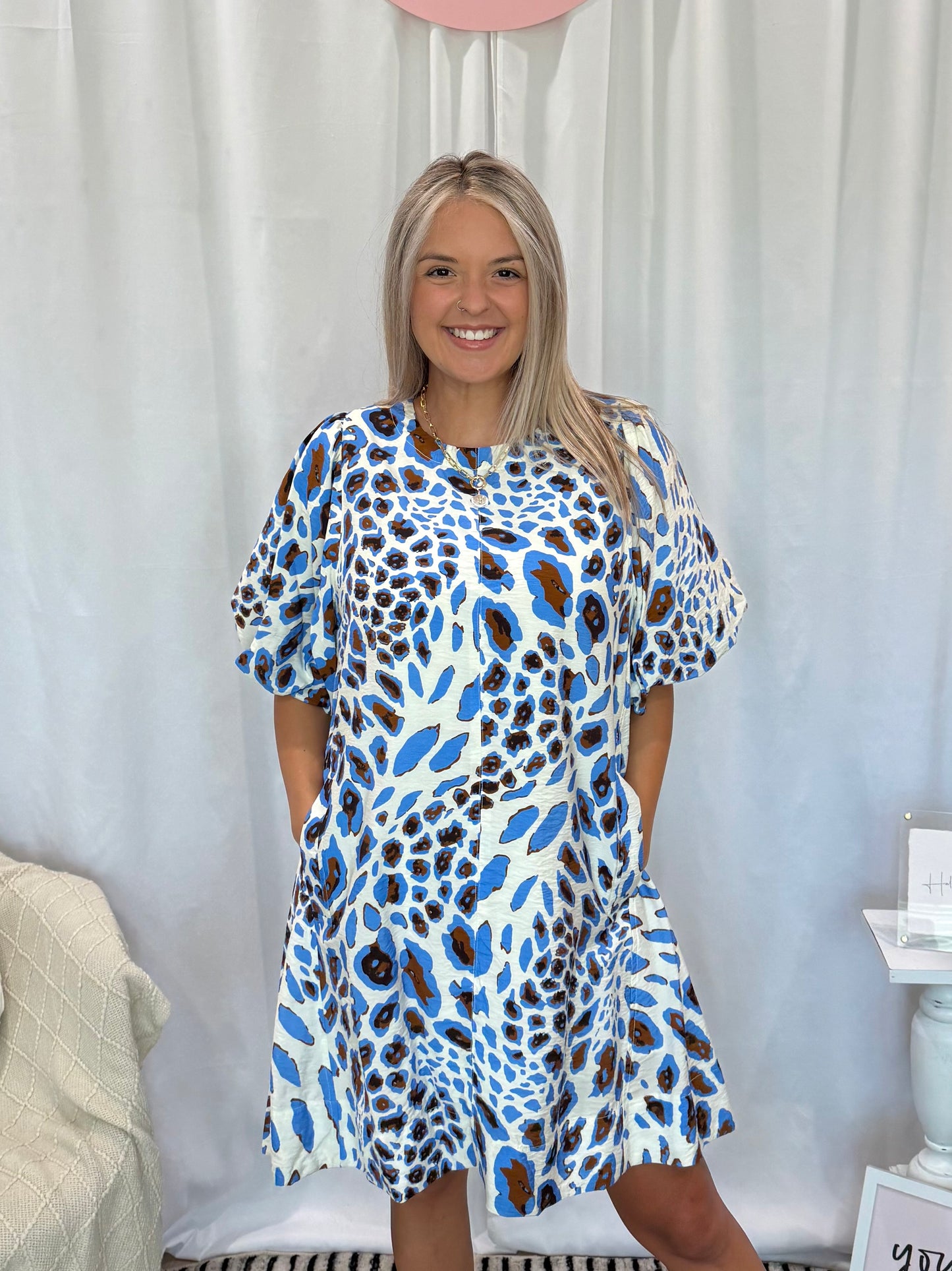 Blueberry Cheetah Dress (Pockets!)
