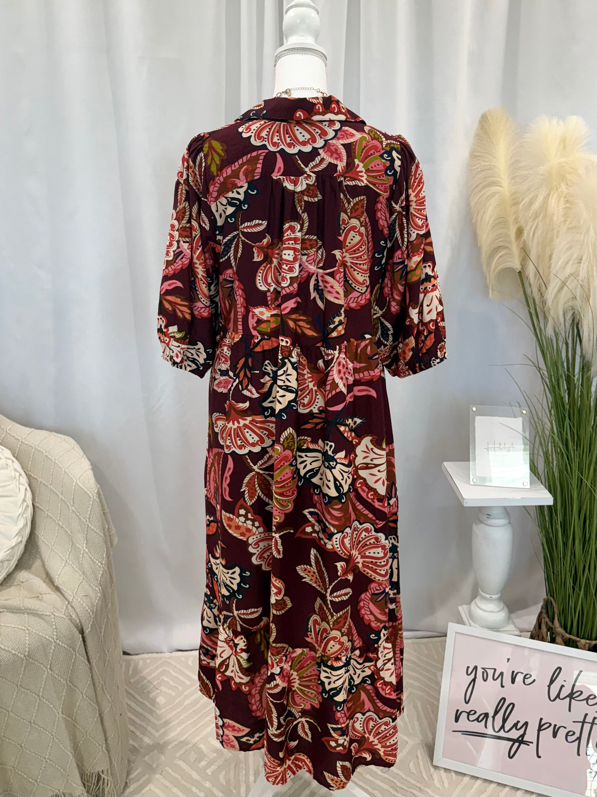 Raspberry Signature Style Midi Dress (Pockets!)
