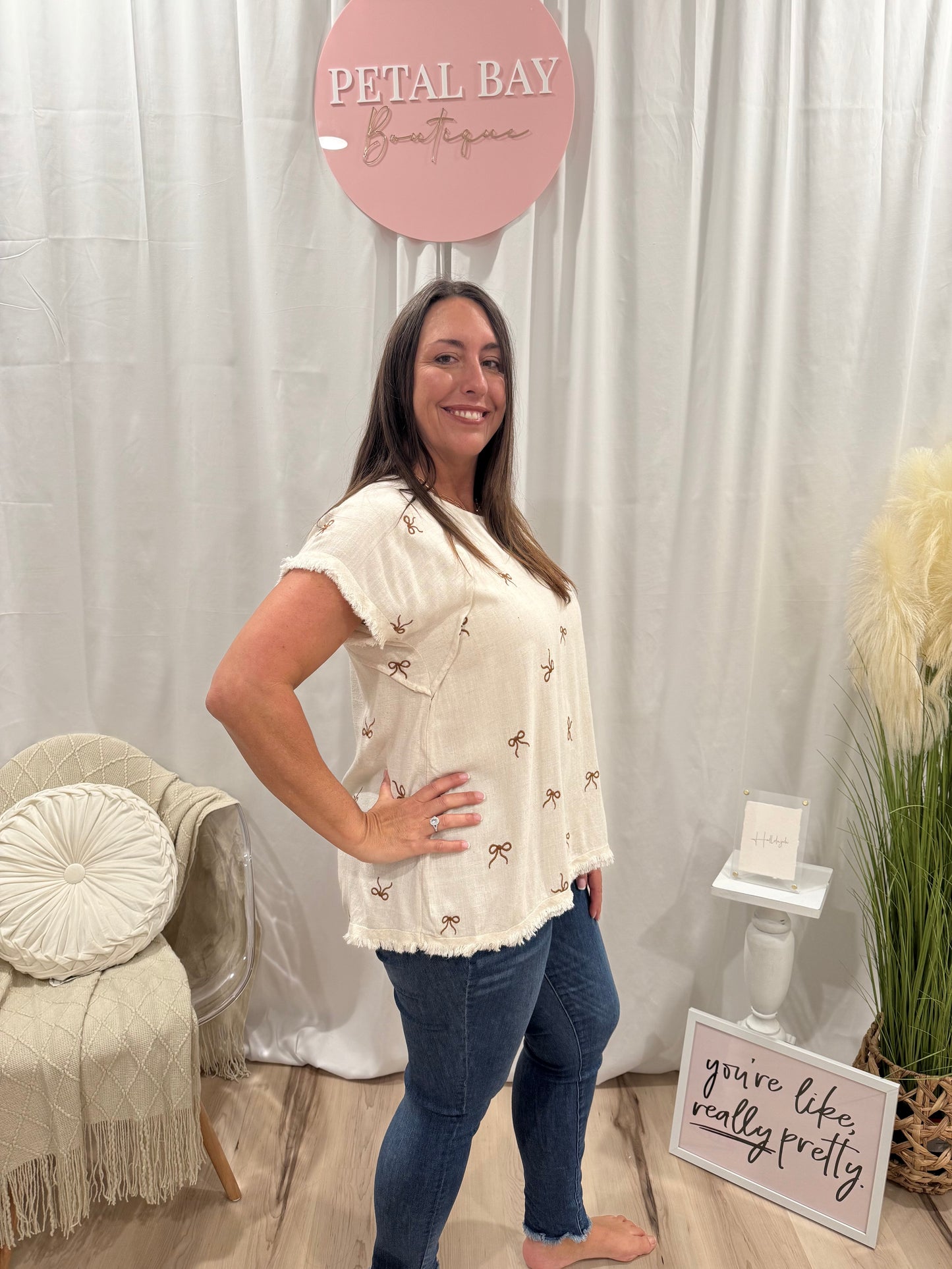 Cream Bow Top