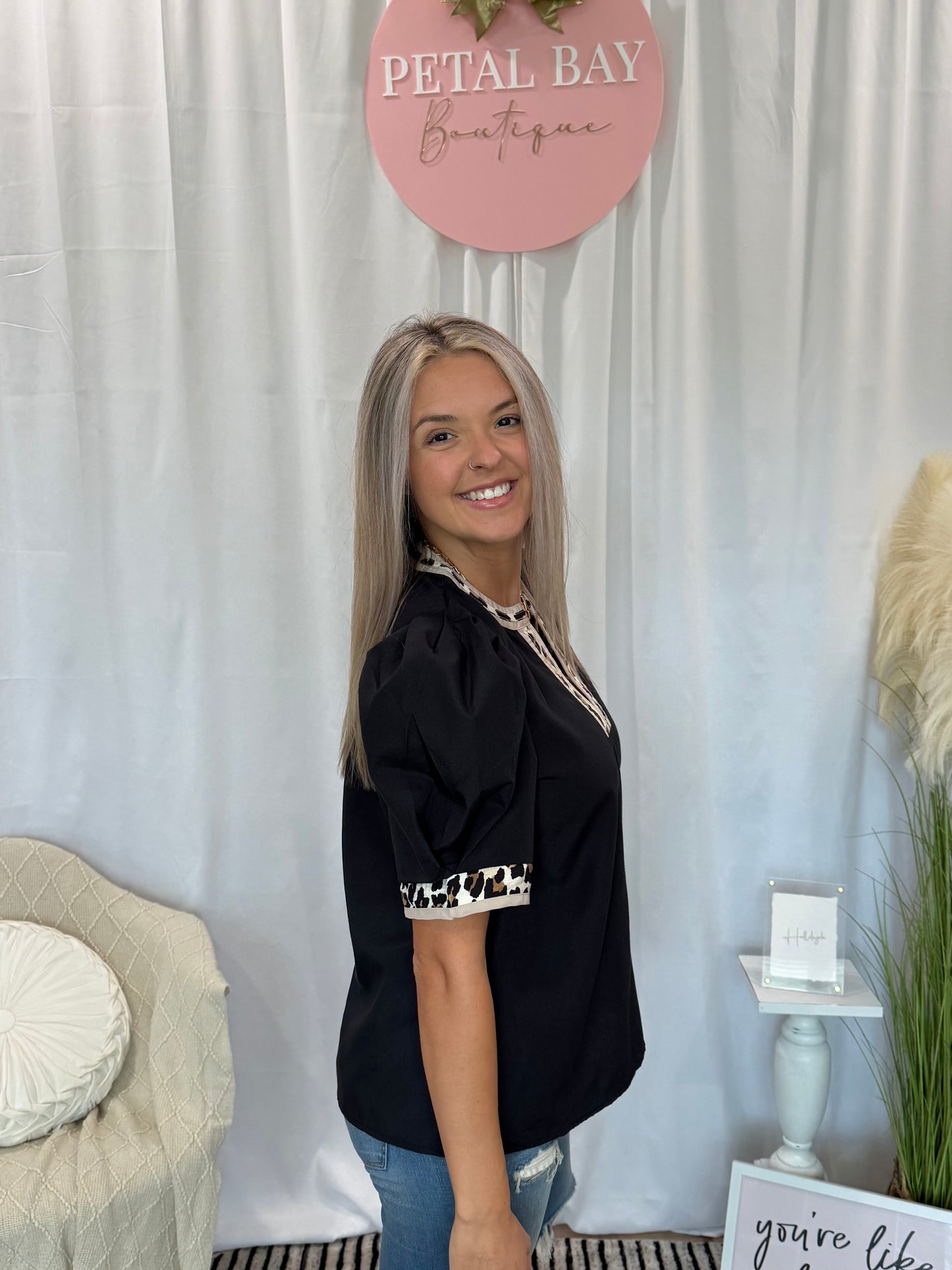 Black Cheetah Top