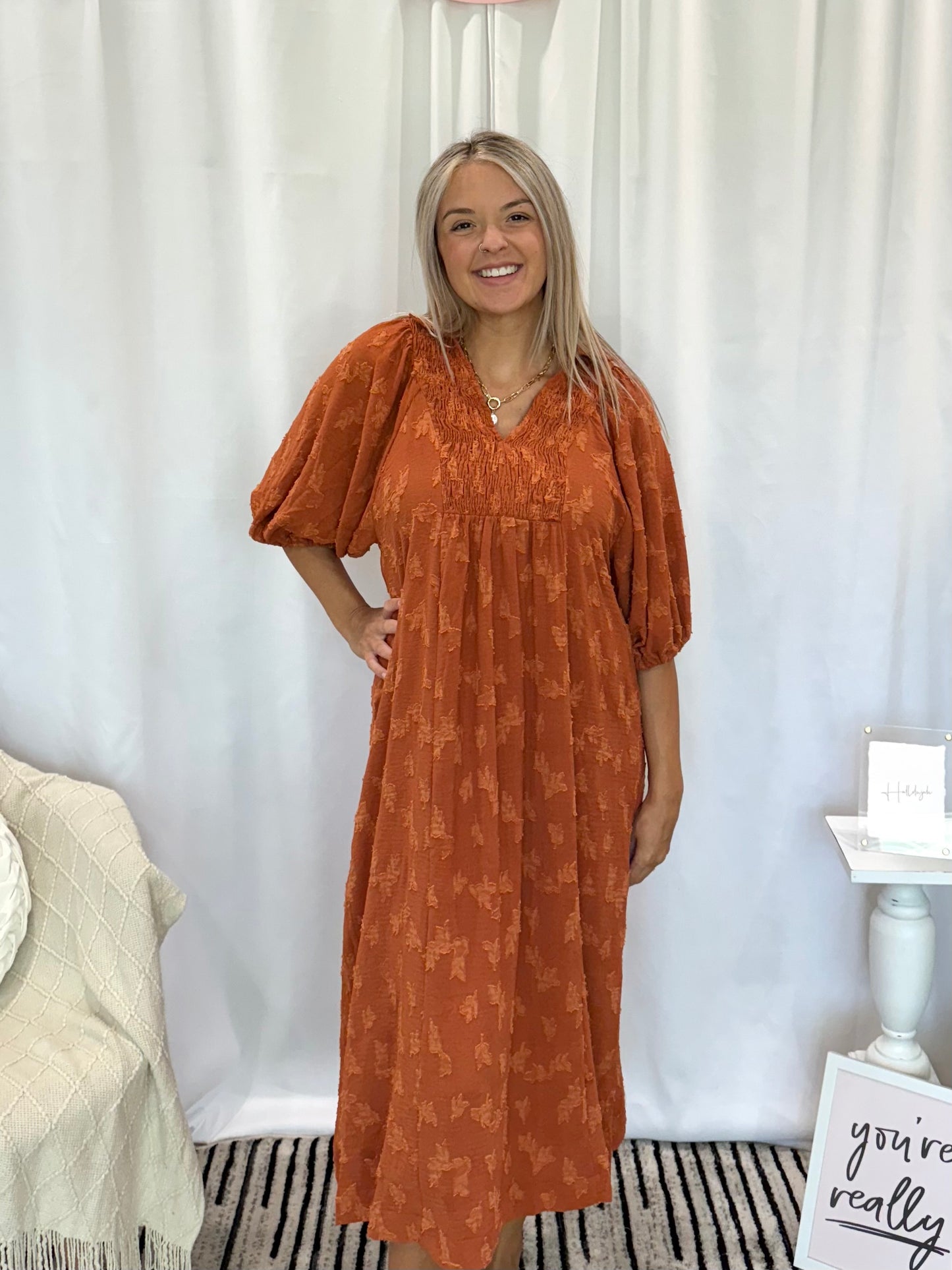 Burnt Orange Twist Dress