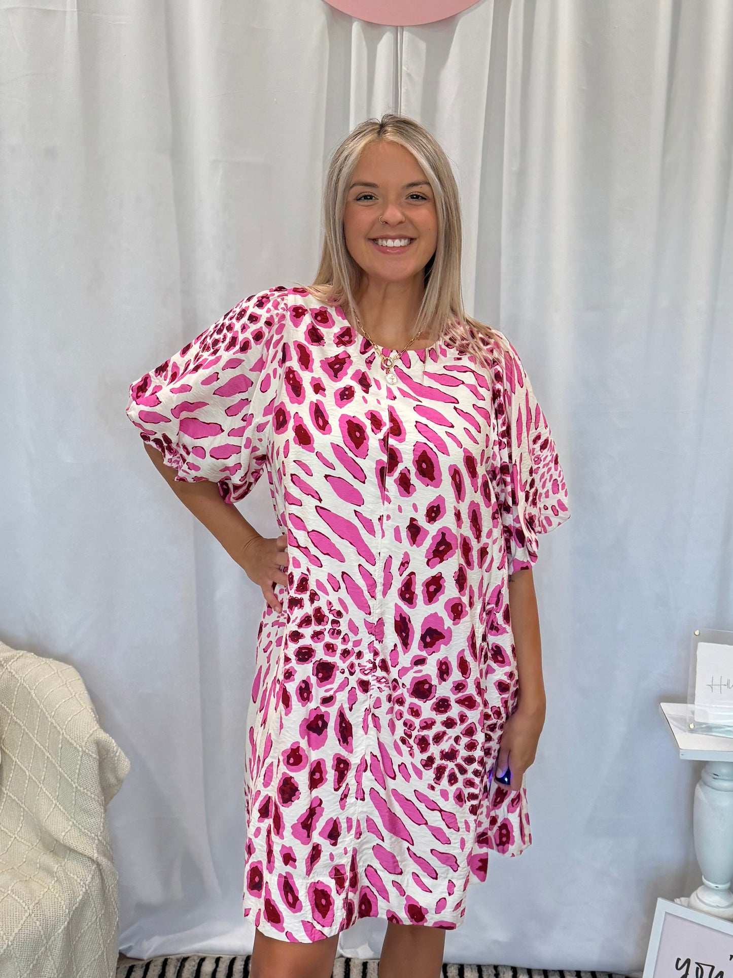 Raspberry Cheetah Dress (Pockets!)