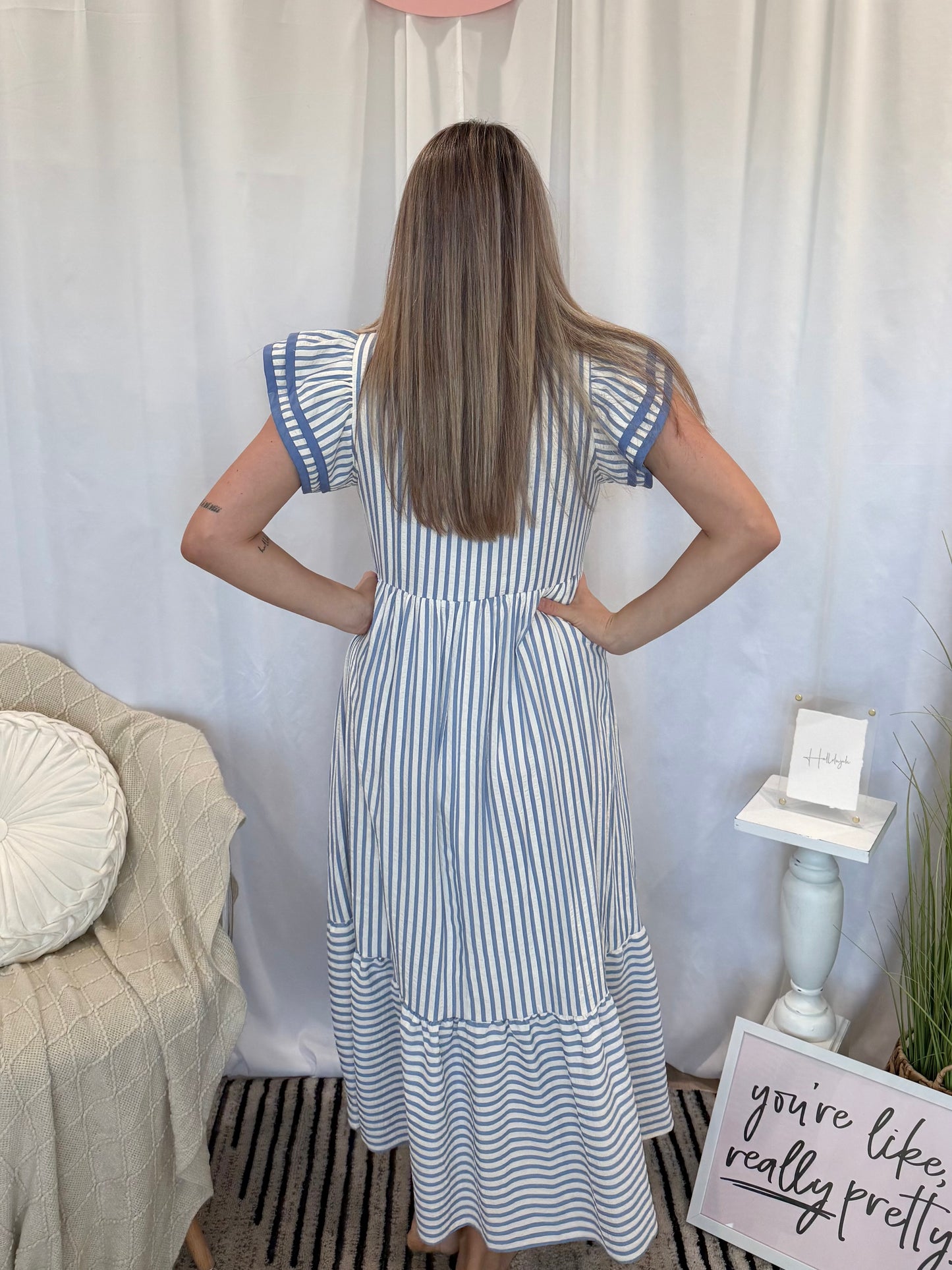Blueberry Striped Dress (Pockets!)