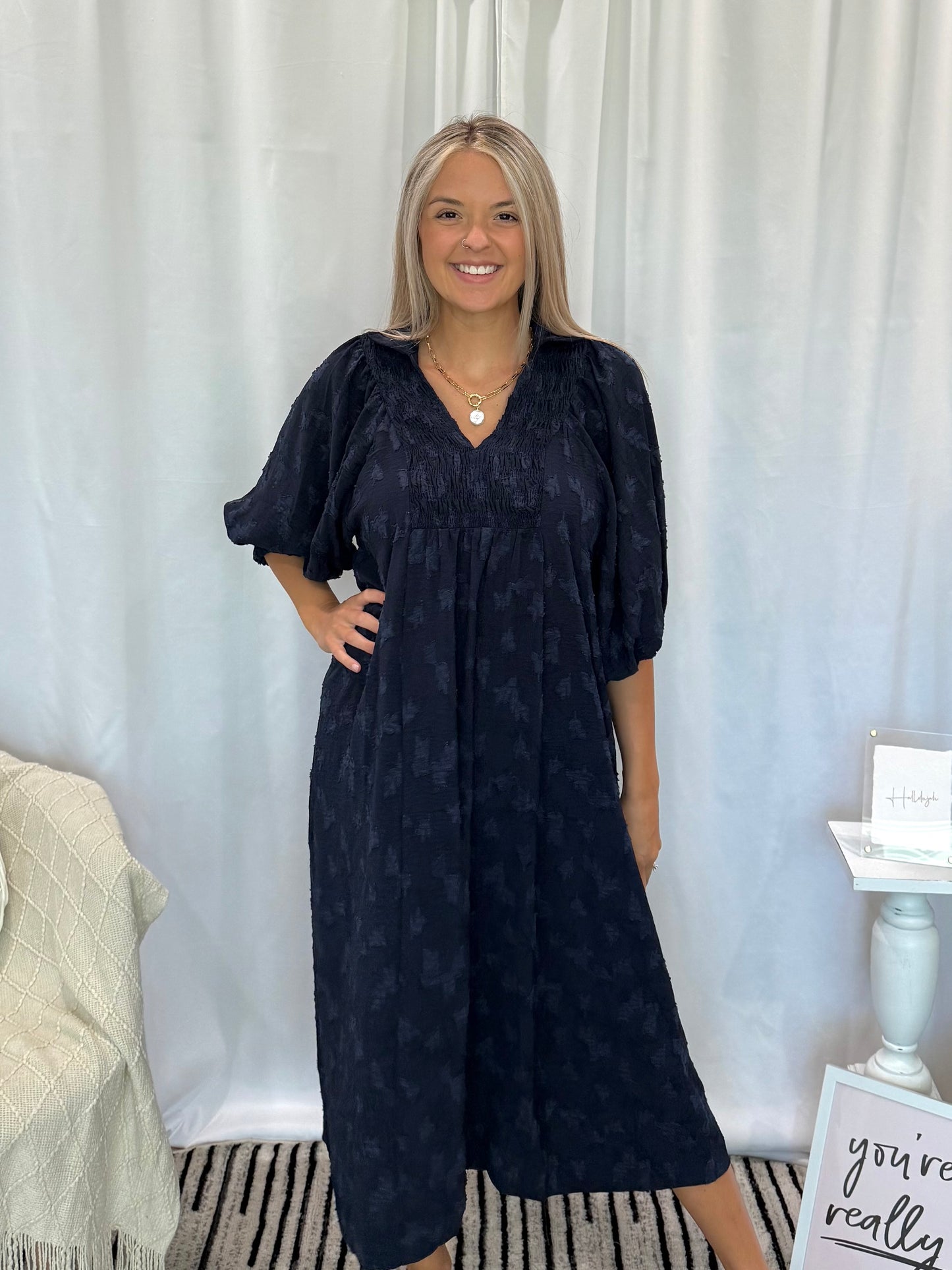 Navy Twist Dress
