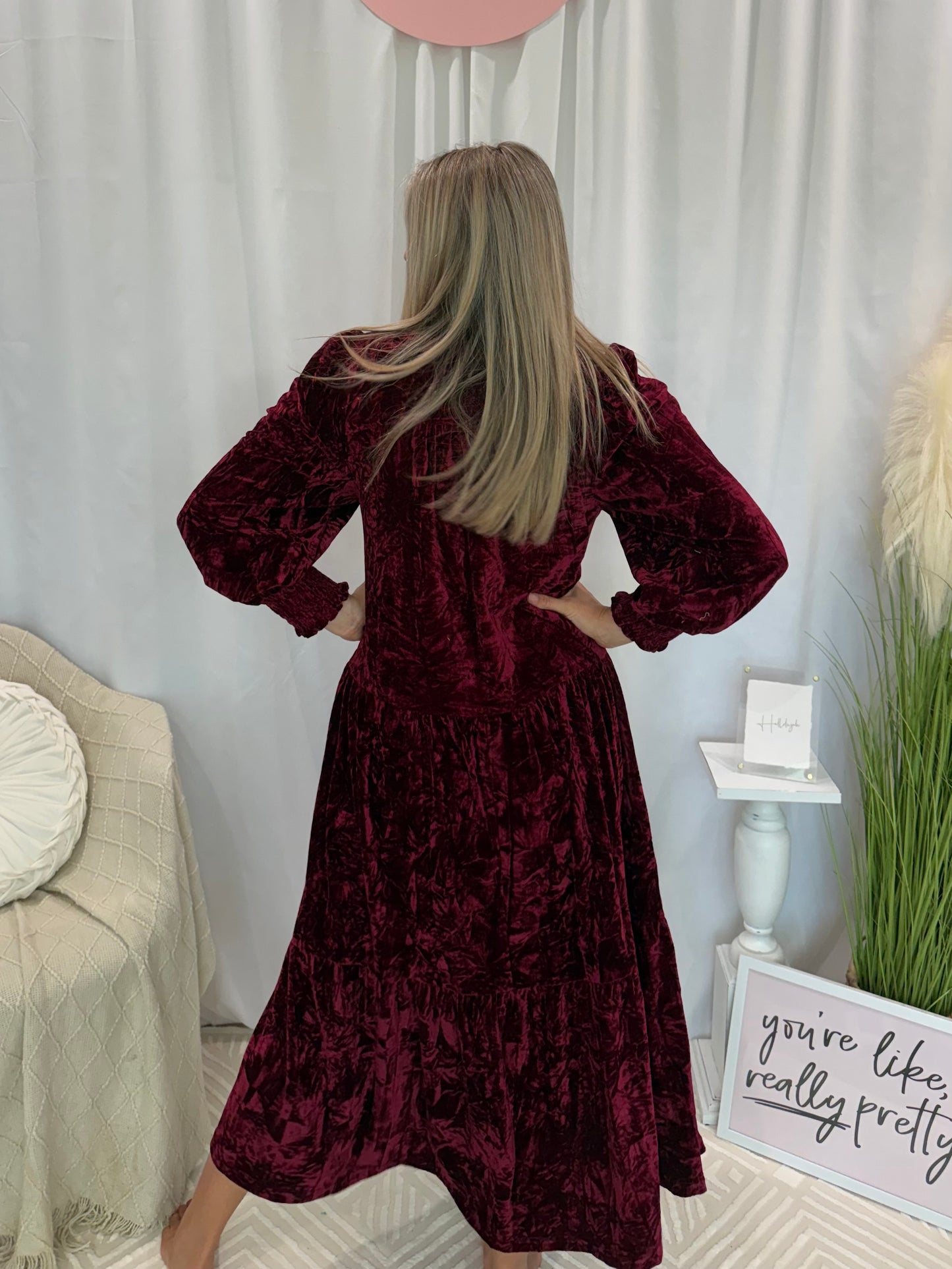 Velvety Wine Dress (Pockets!)