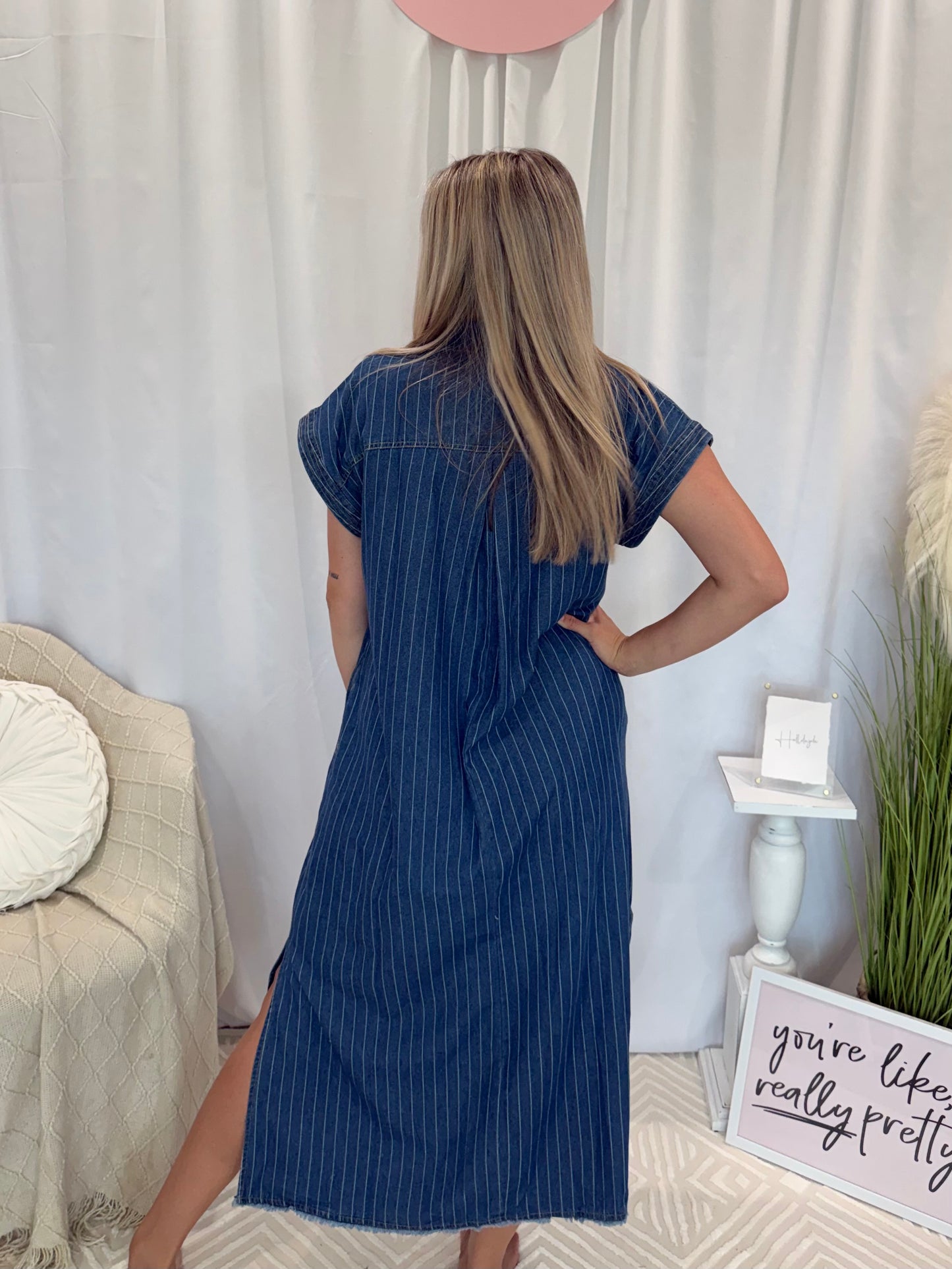 Dark Denim Delight Dress (Pockets!)