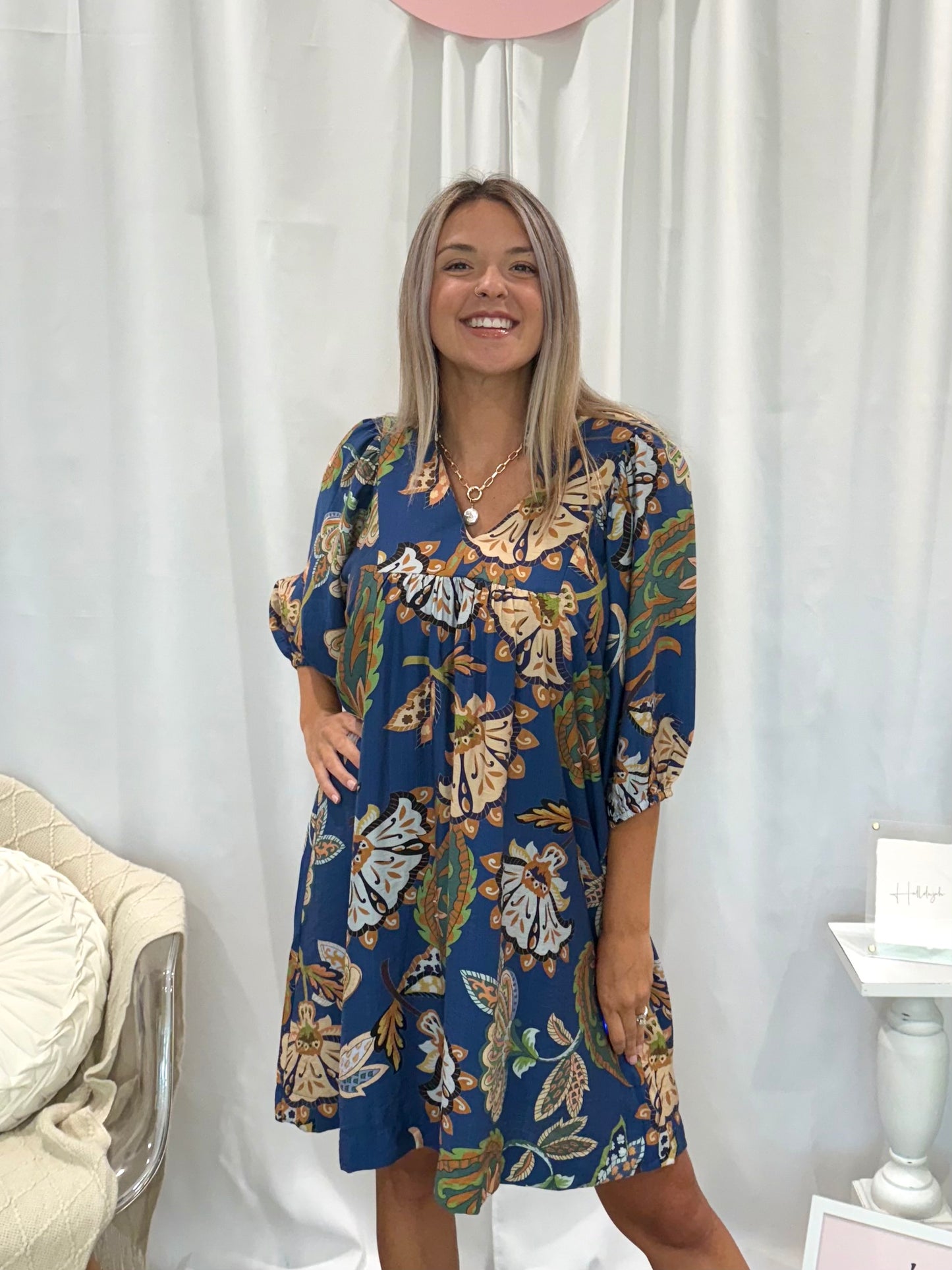 Leafy Blue Dress