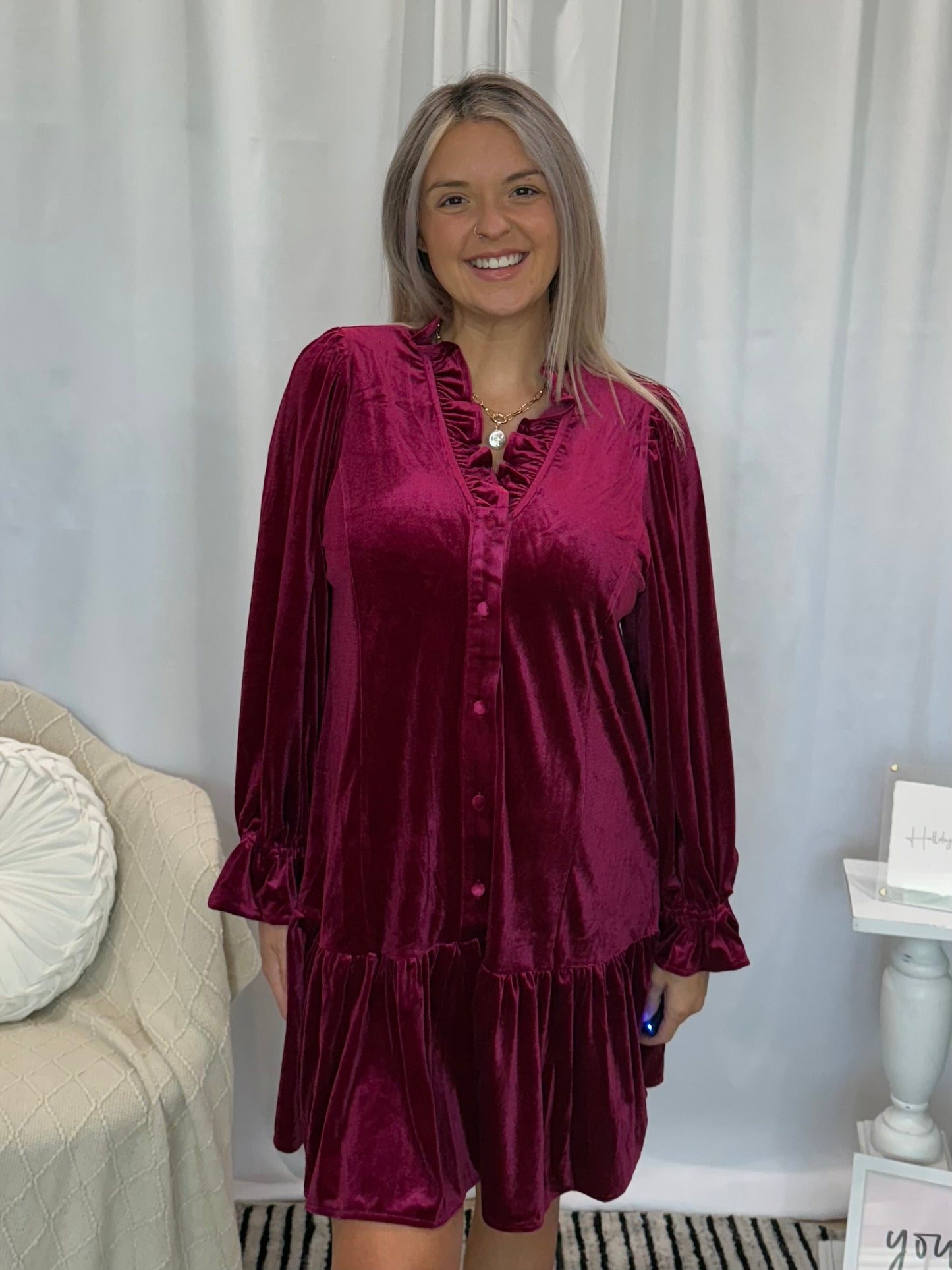 Wine Velvet Dress