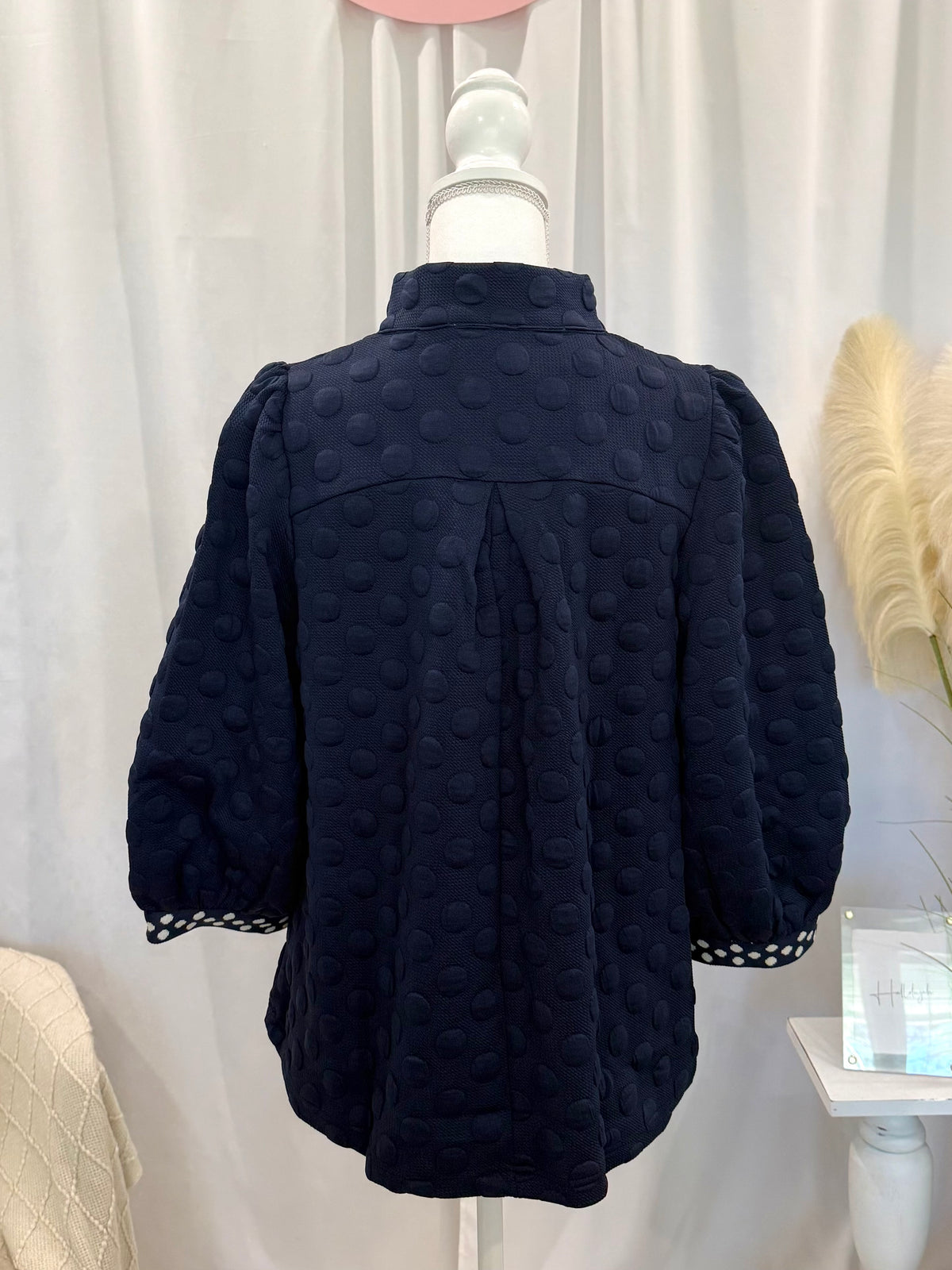 Navy Polka Dot Top