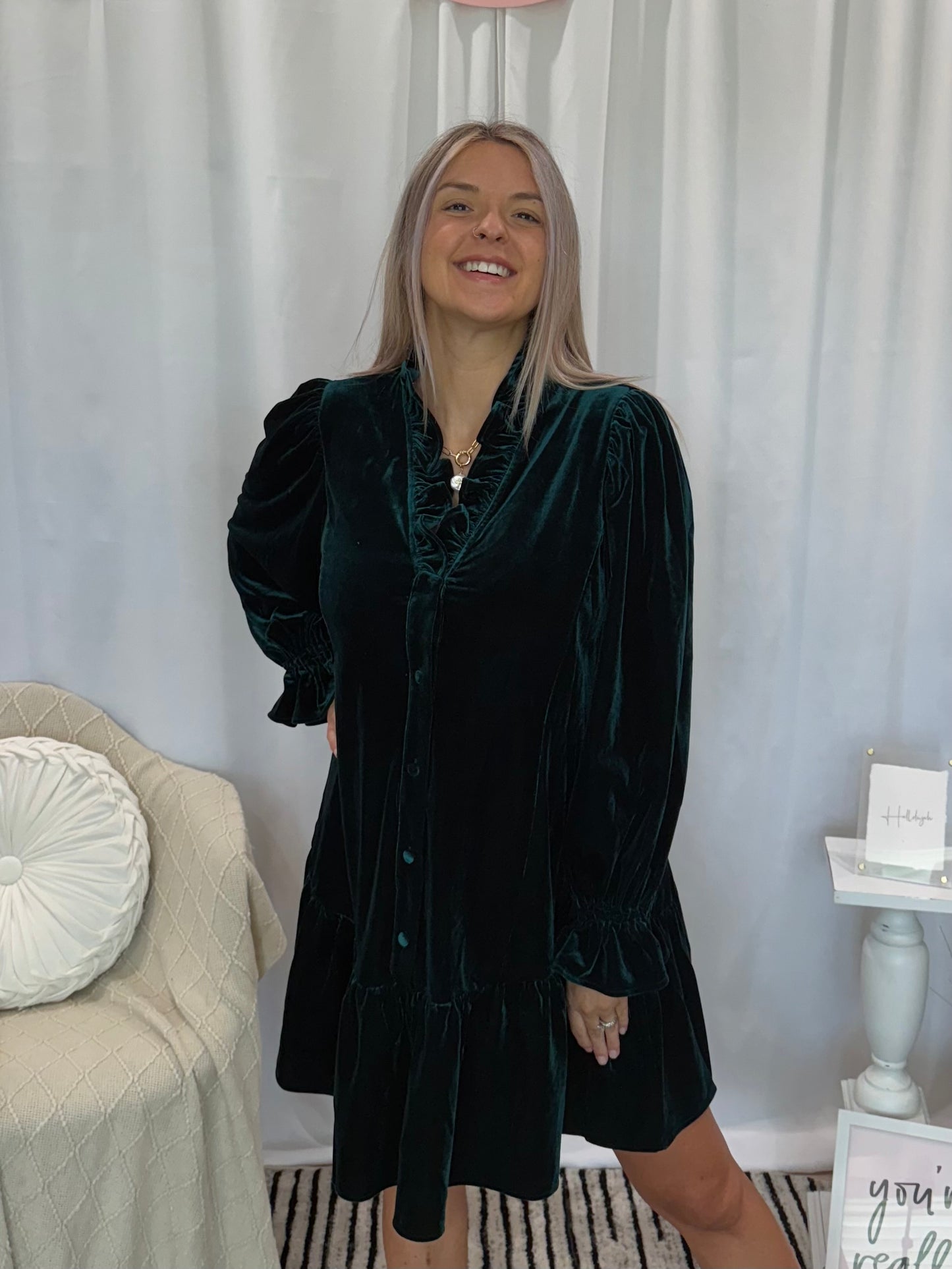 Jade Velvet Dress