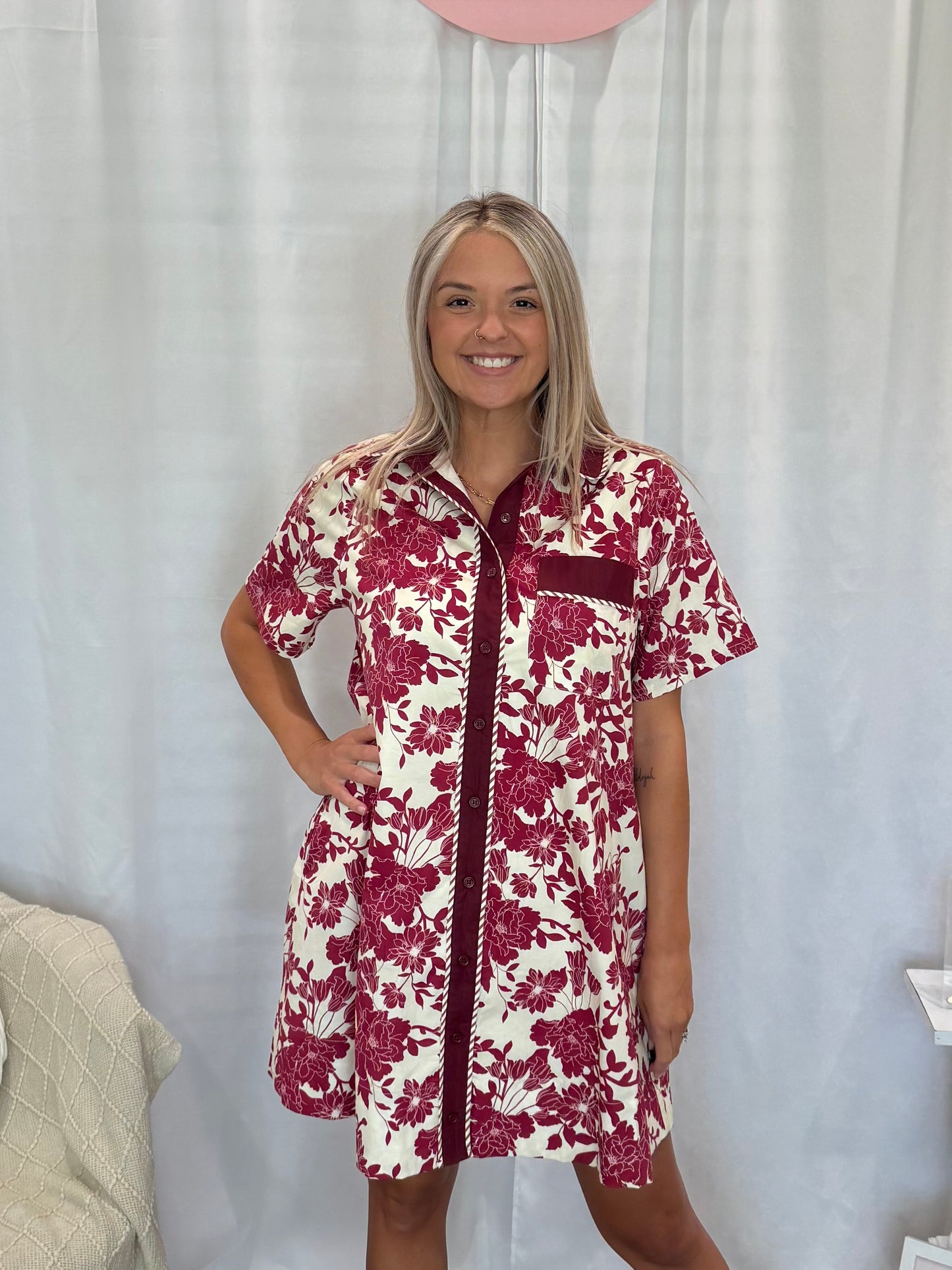 Vivid Burgundy Dress (Pockets!)