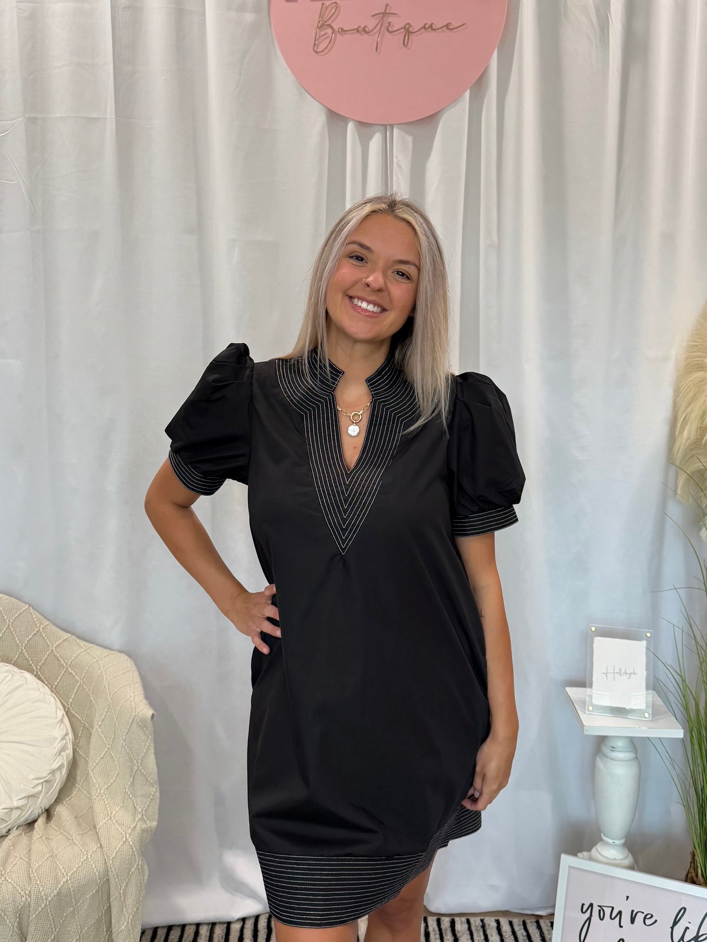 Blazing Black Luxury Dress (Pockets!)