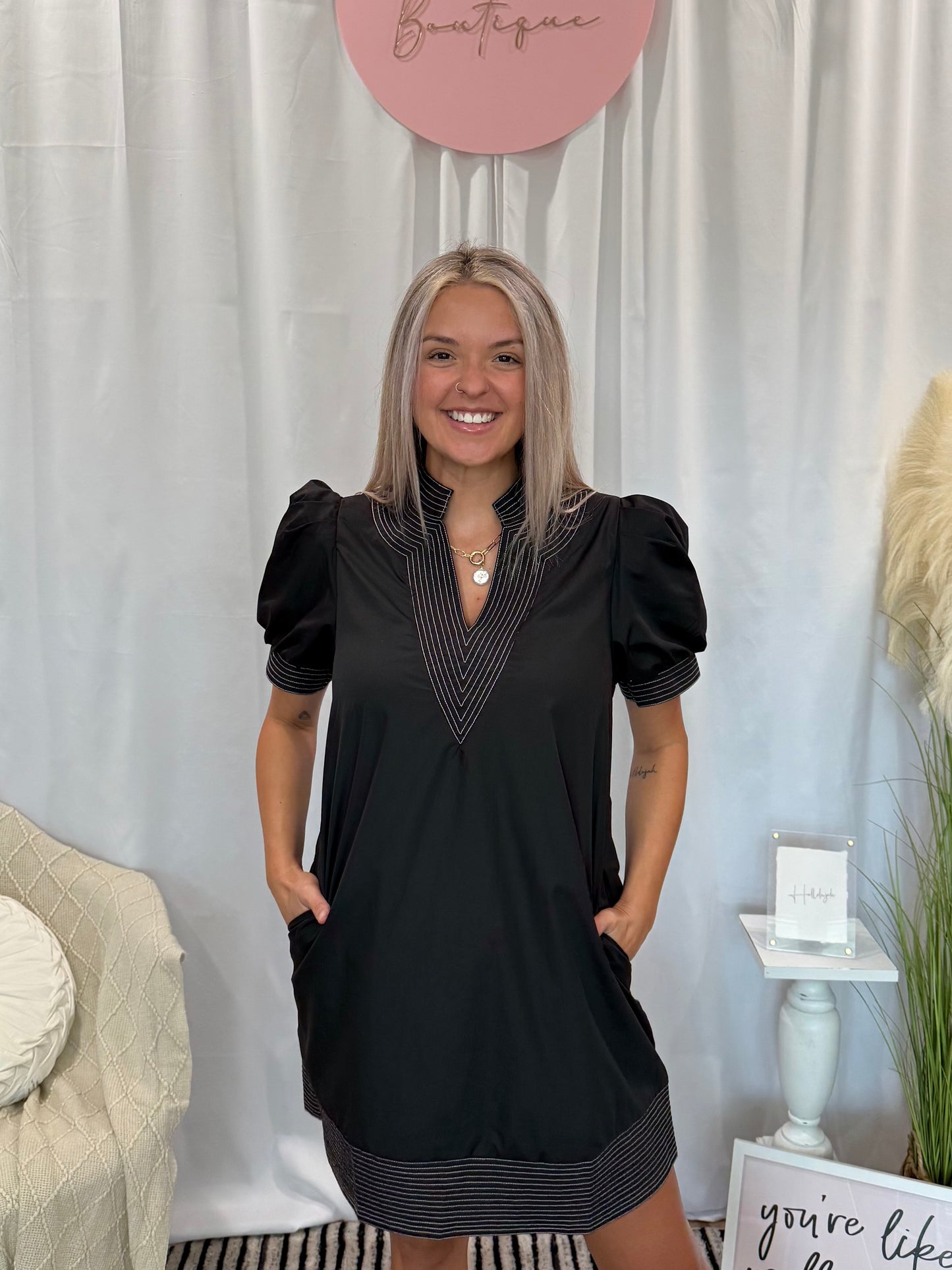 Blazing Black Luxury Dress (Pockets!)