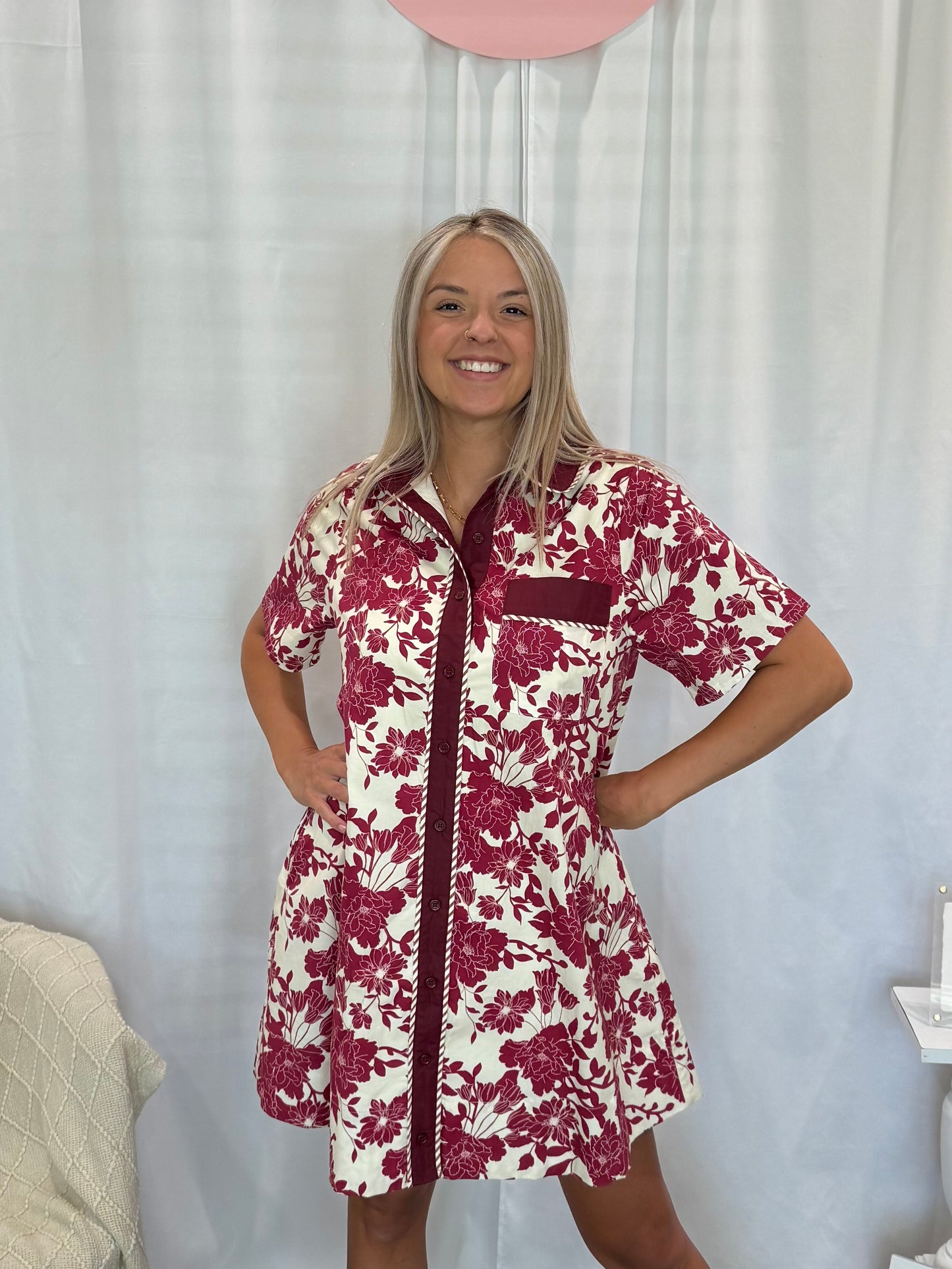 Vivid Burgundy Dress (Pockets!)