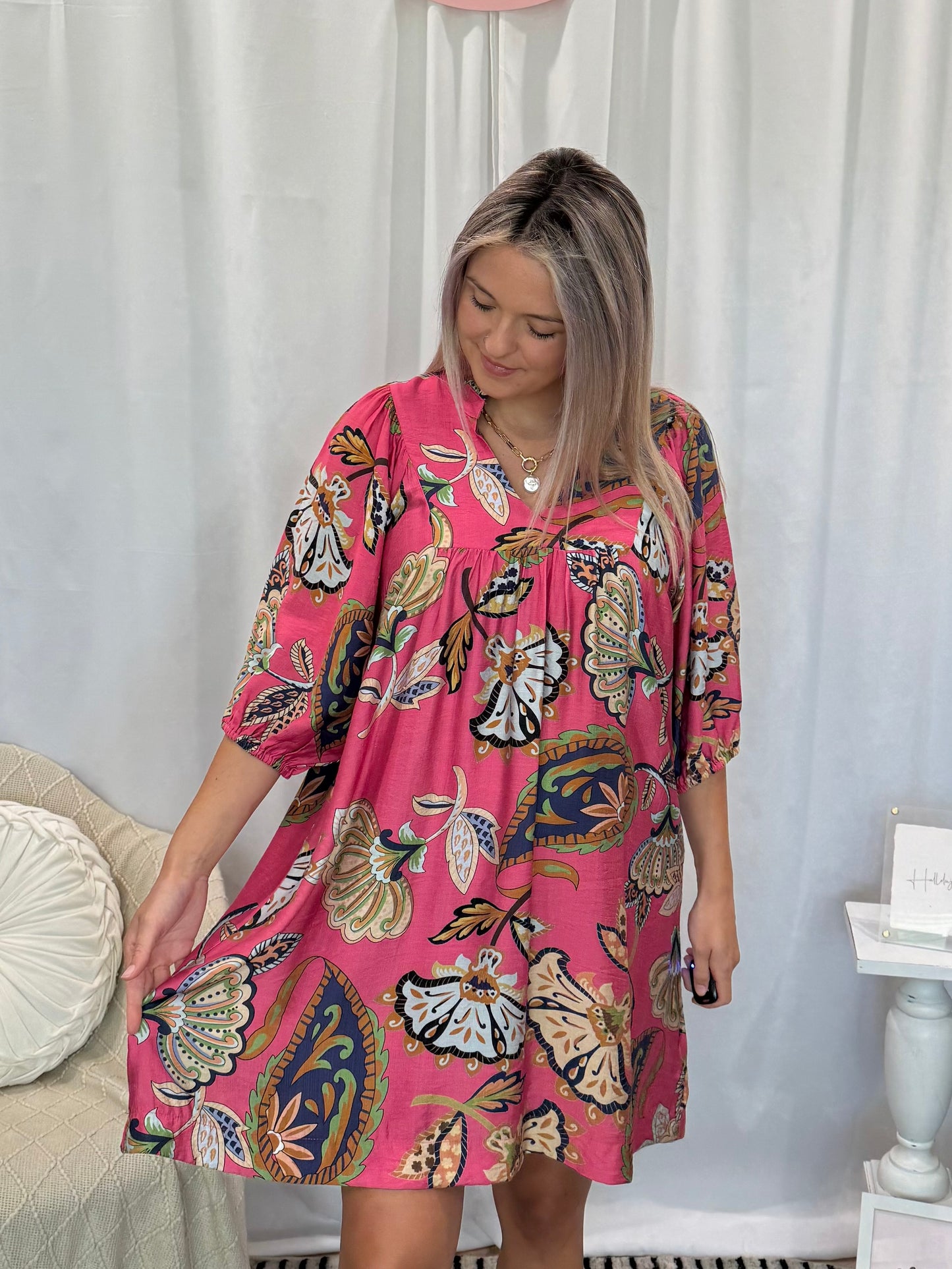 Leafy Pink Dress