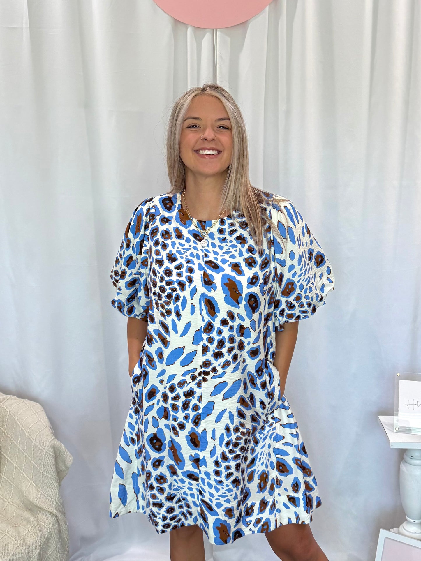 Blueberry Cheetah Dress (Pockets!)