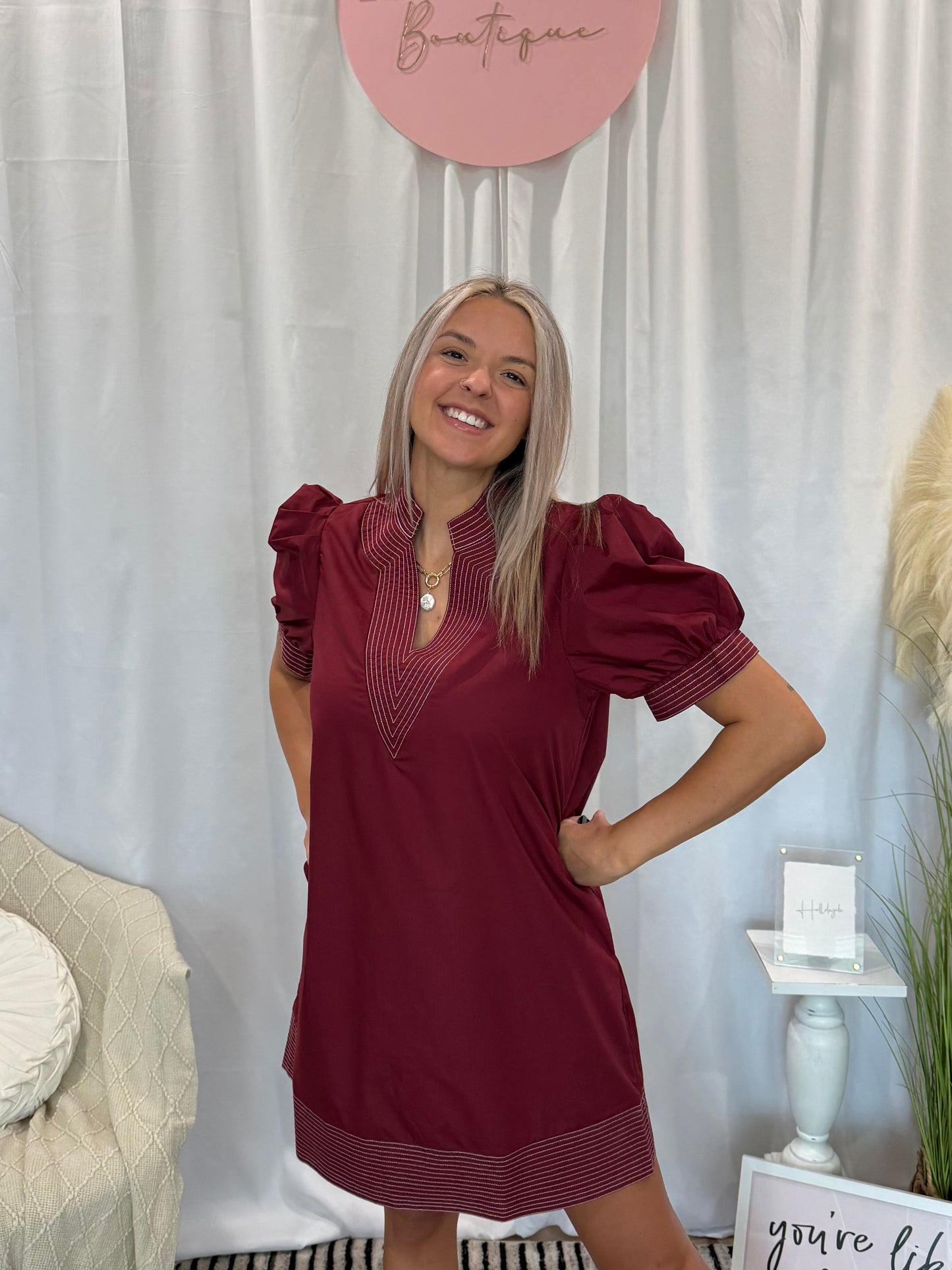 Majestic Maroon Luxury Dress (Pockets!)