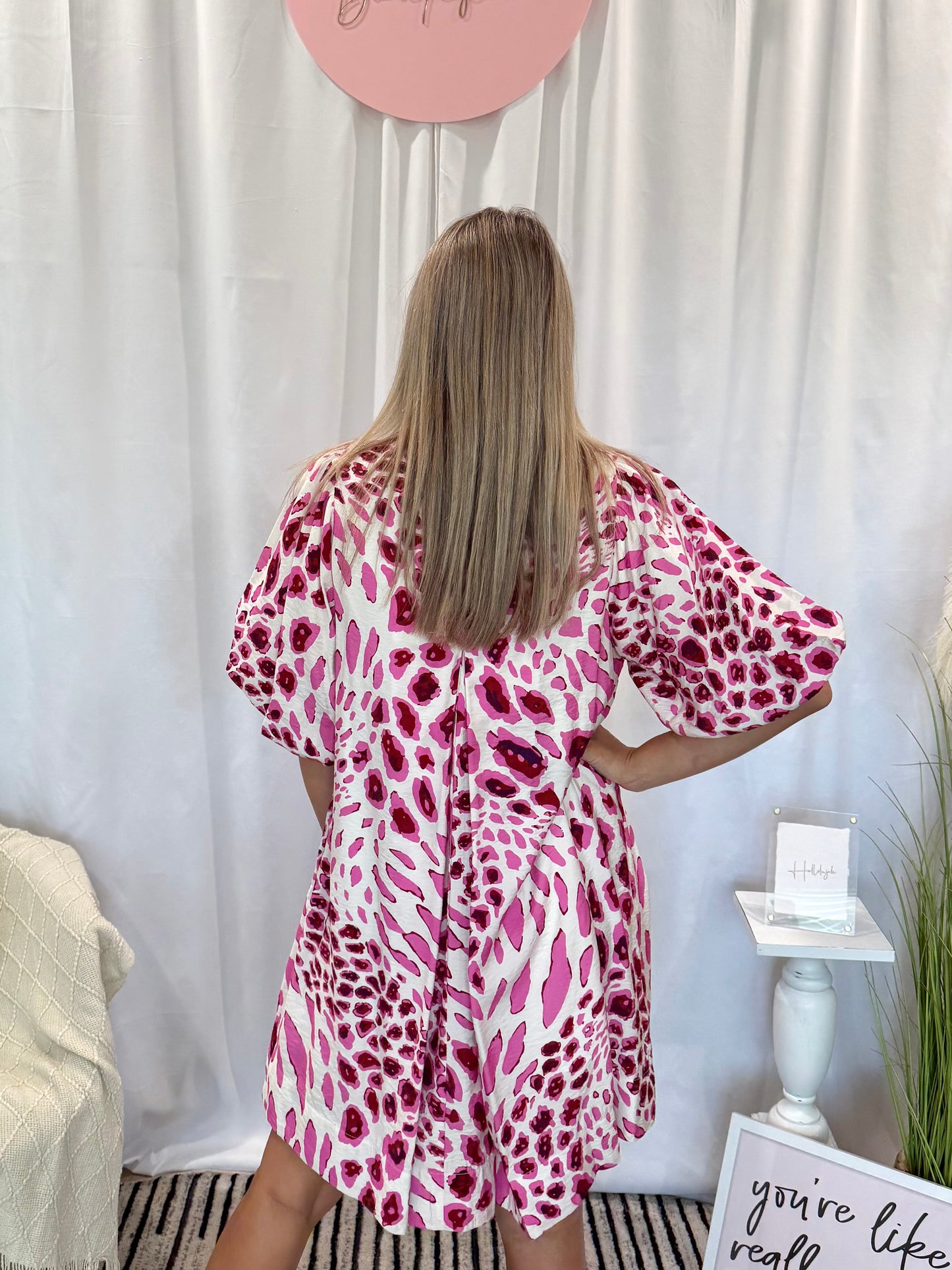 Raspberry Cheetah Dress (Pockets!)