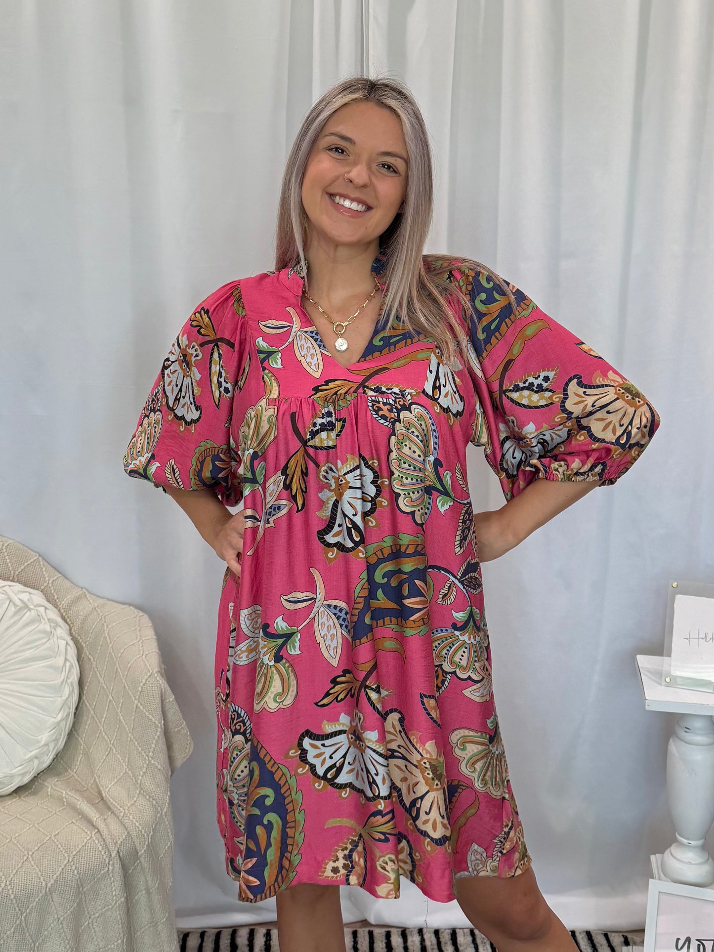 Leafy Pink Dress