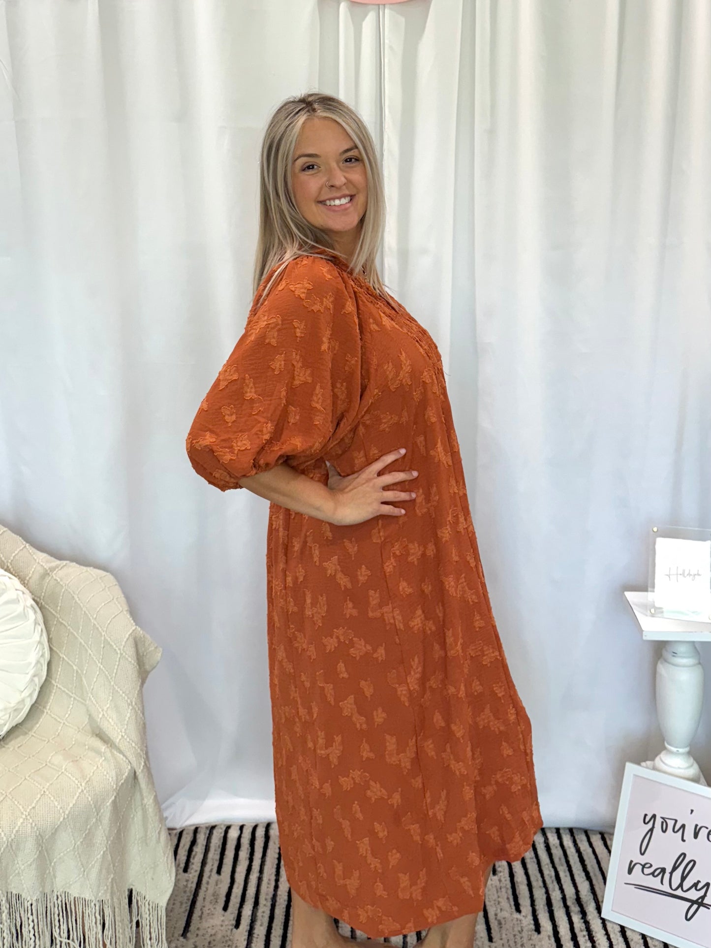 Burnt Orange Twist Dress