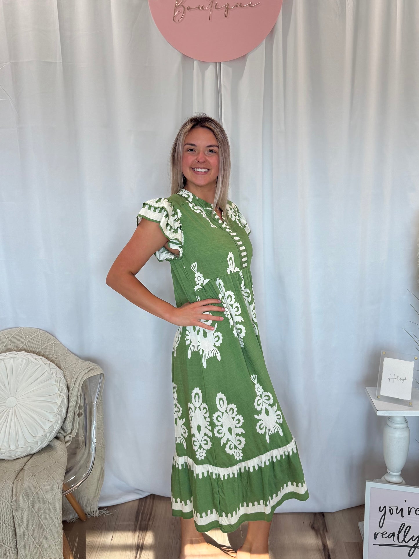 Green Ruffle French Quarter Dress
