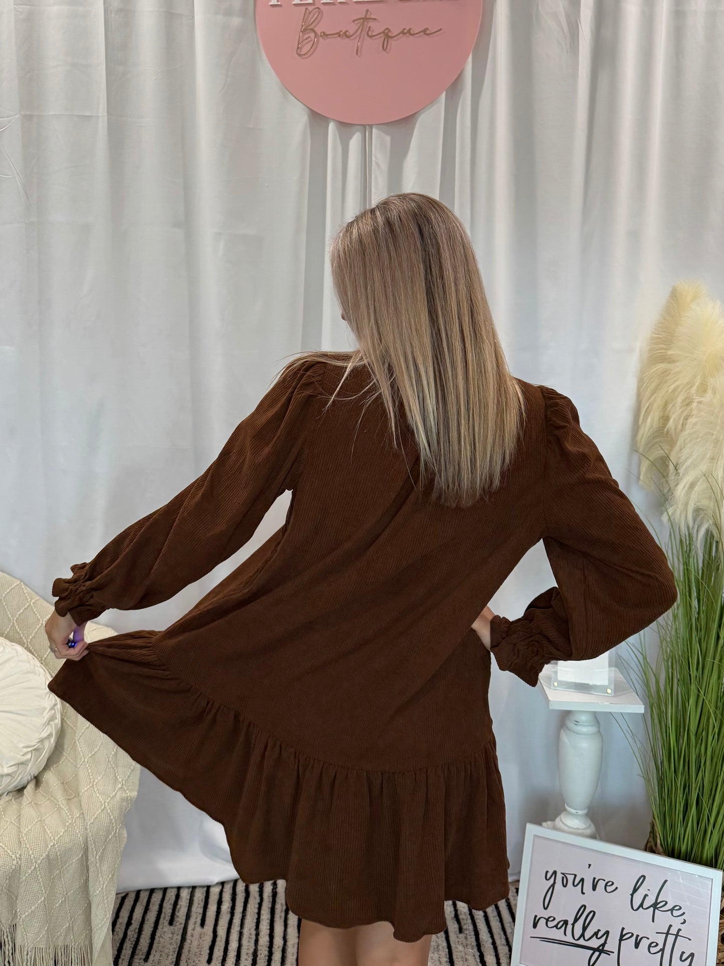 Espresso Corduroy Comfort Dress
