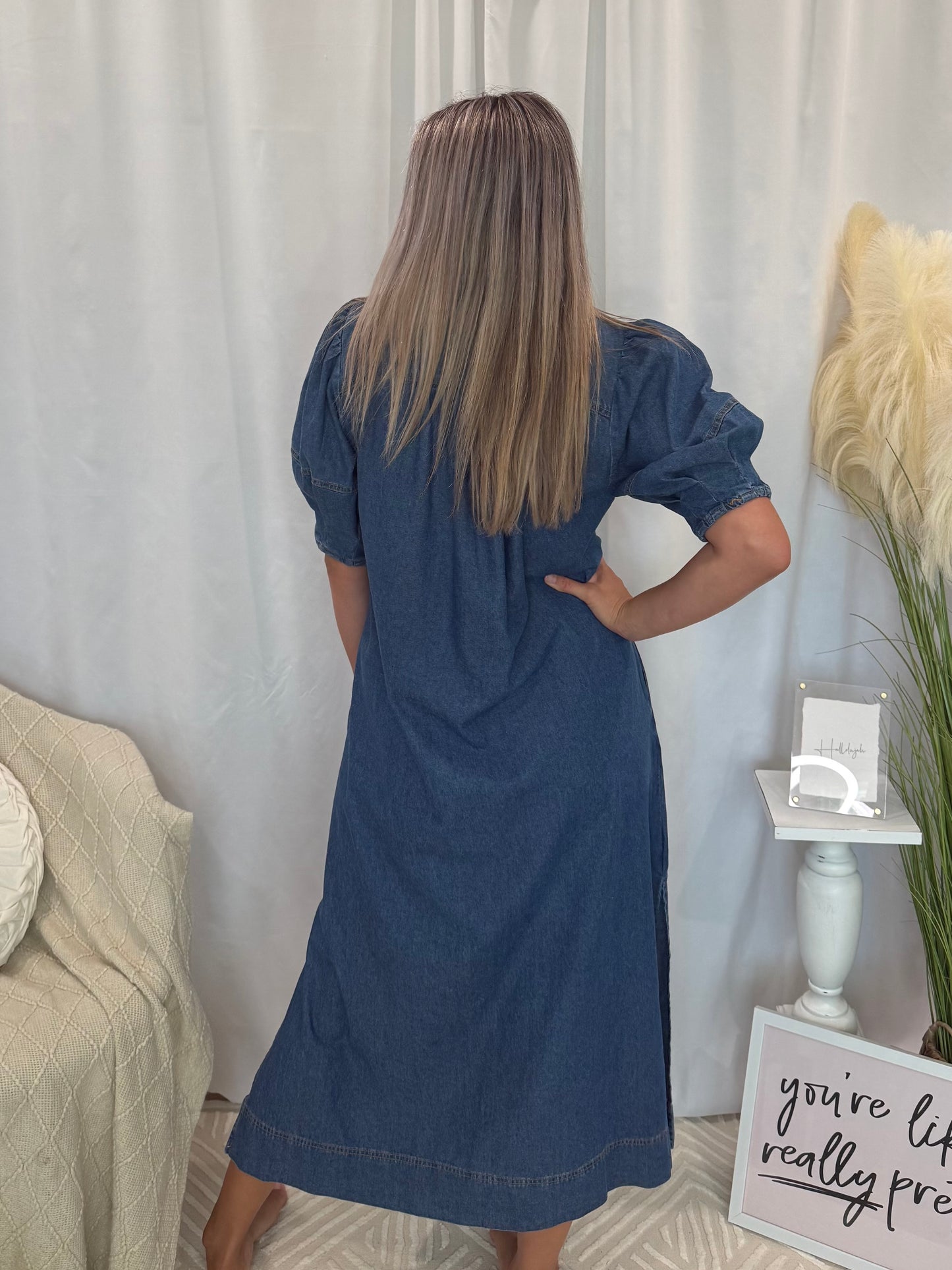 Light Denim Delight Dress (Pockets!)