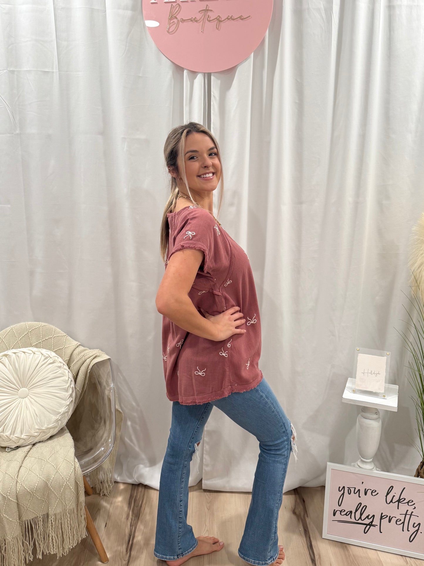 Mauve Bow Top