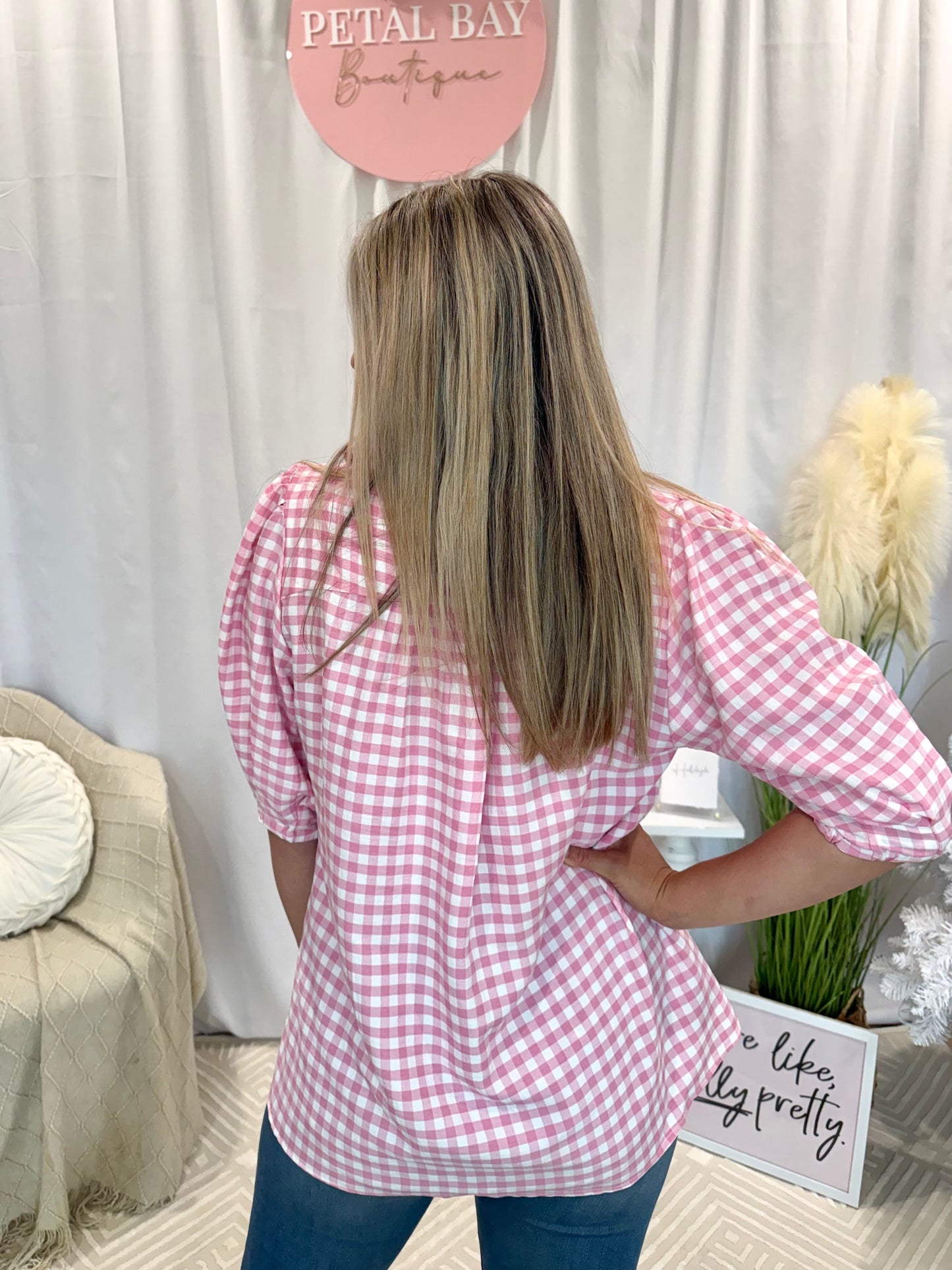 Strawberry Gingham Top