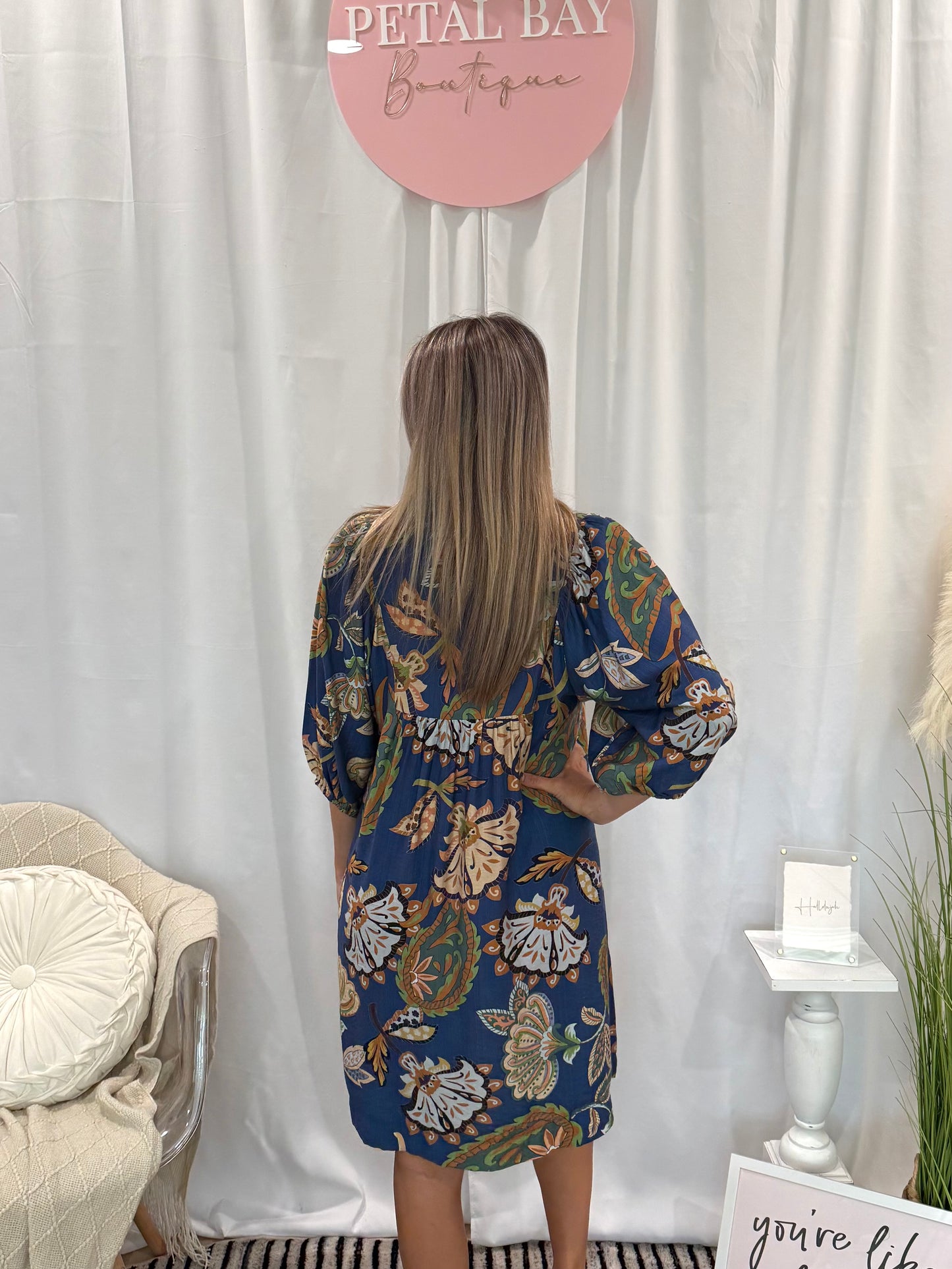 Leafy Blue Dress