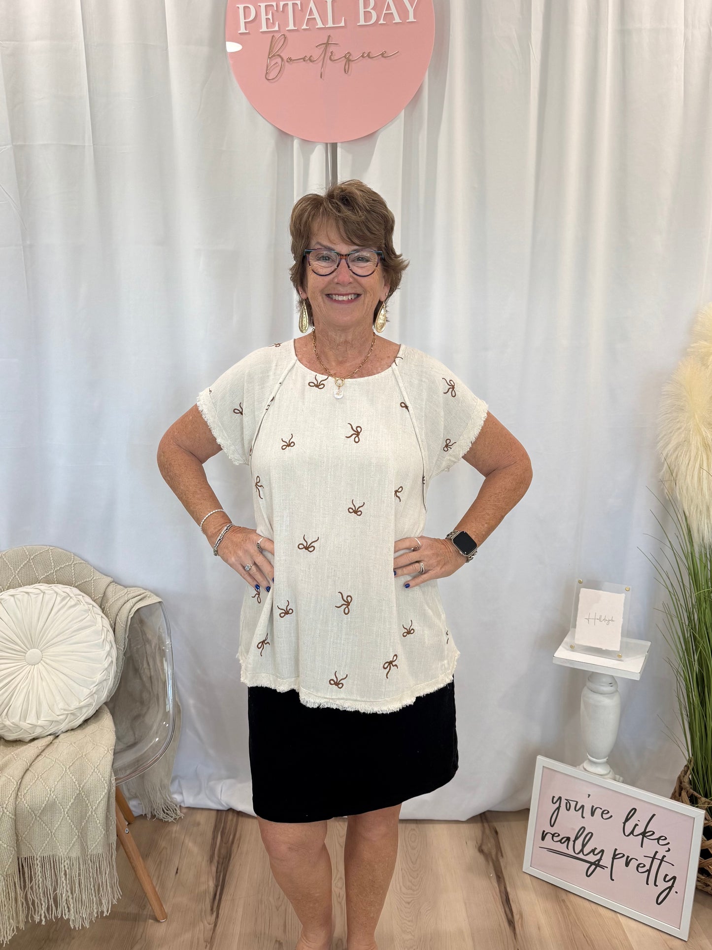 Cream Bow Top