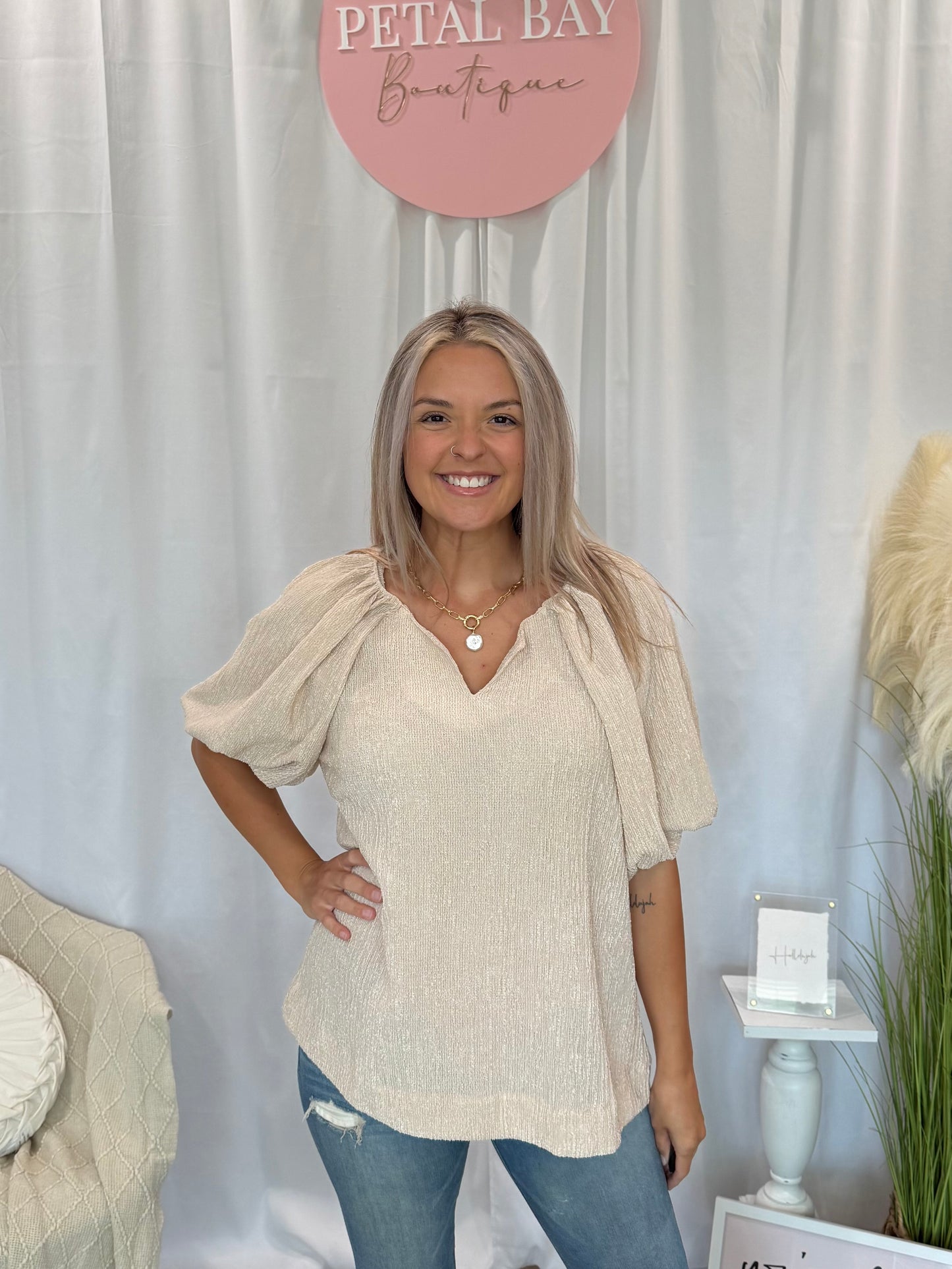 Poppin Champagne Glam Top