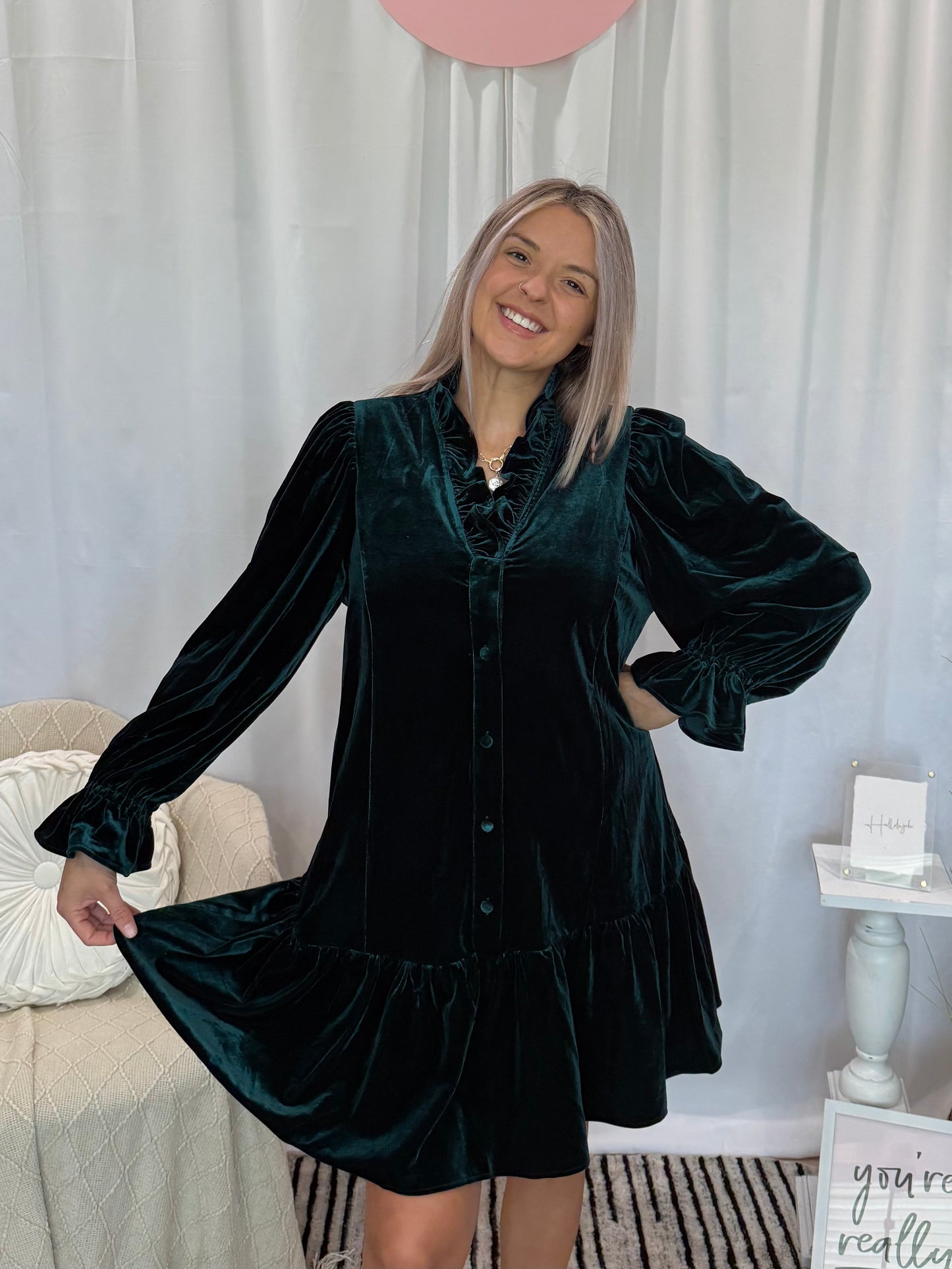Jade Velvet Dress