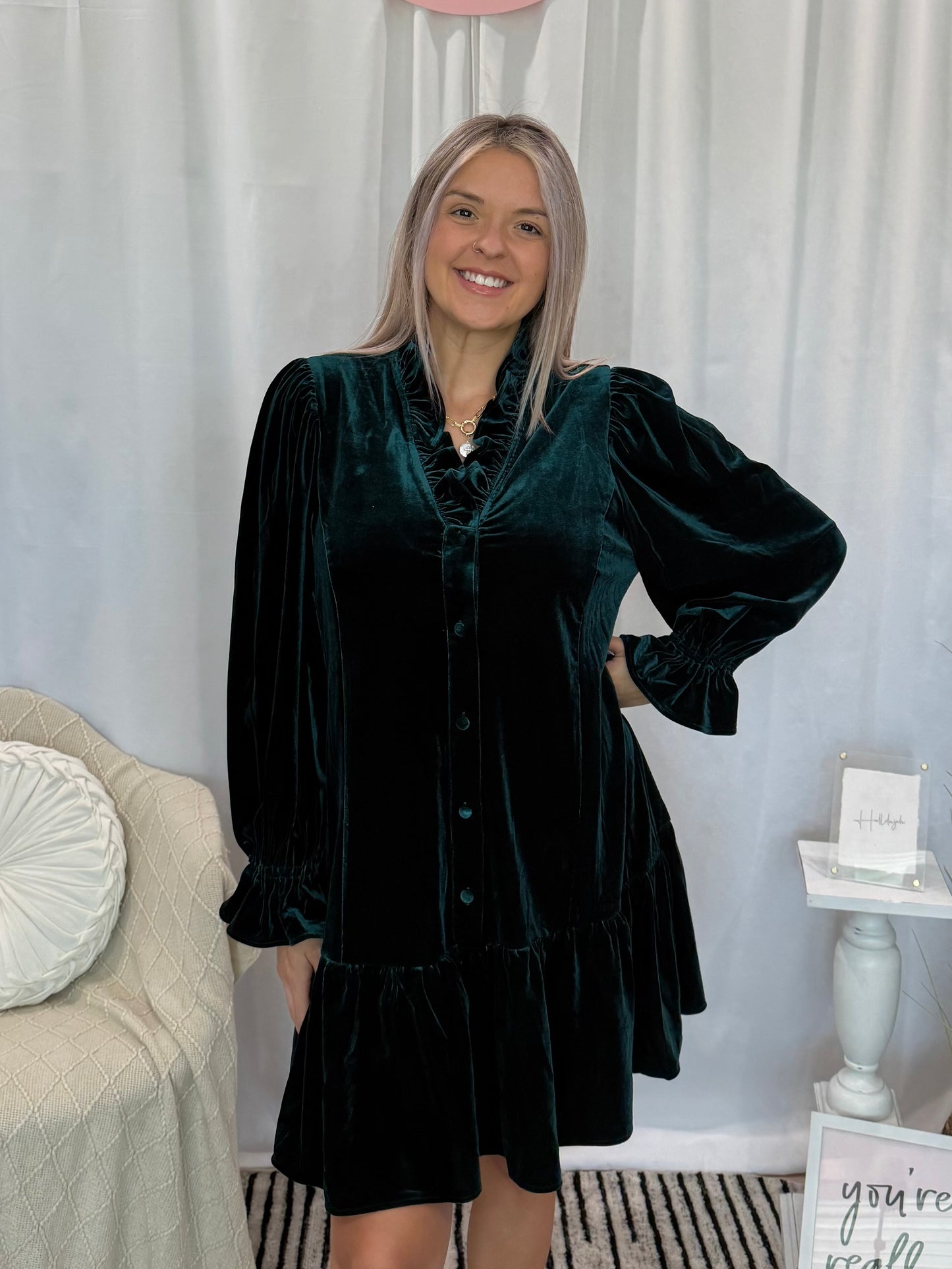 Jade Velvet Dress