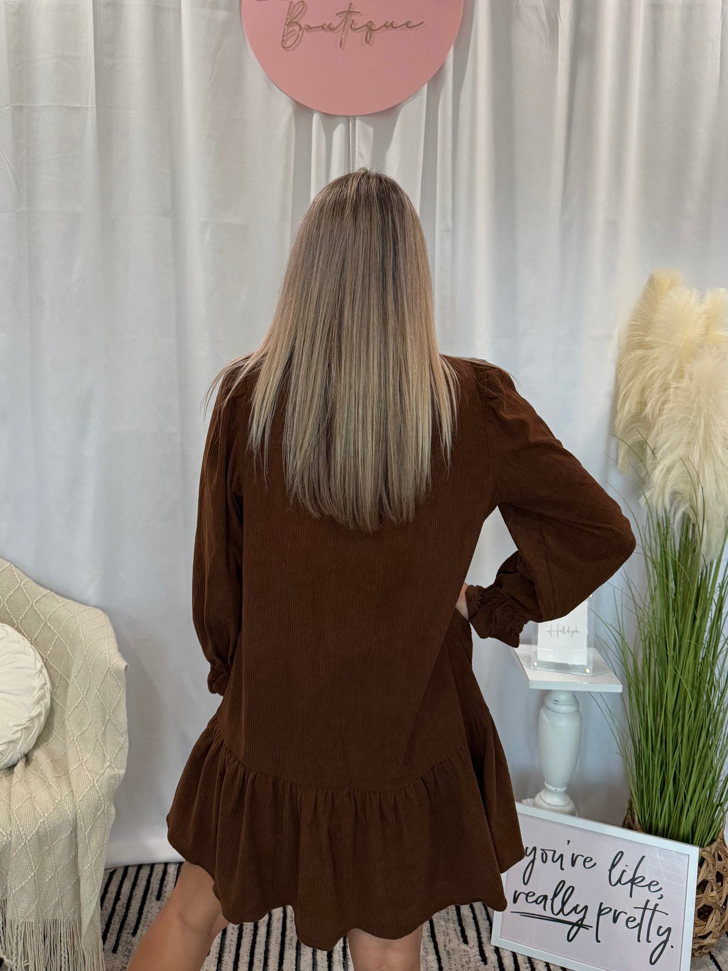 Espresso Corduroy Comfort Dress